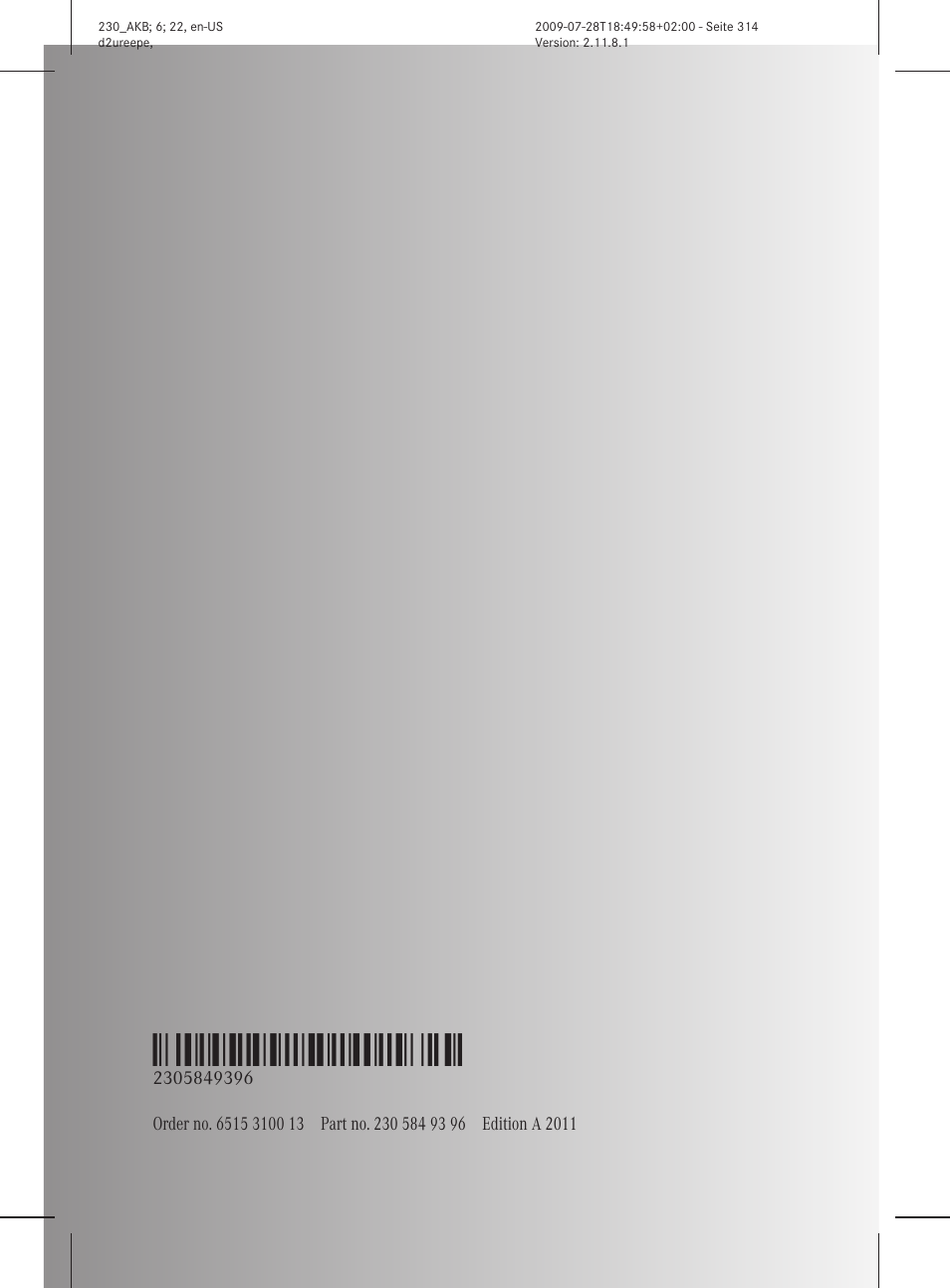 Mercedes-Benz 2011 SL-Class User Manual | Page 316 / 316