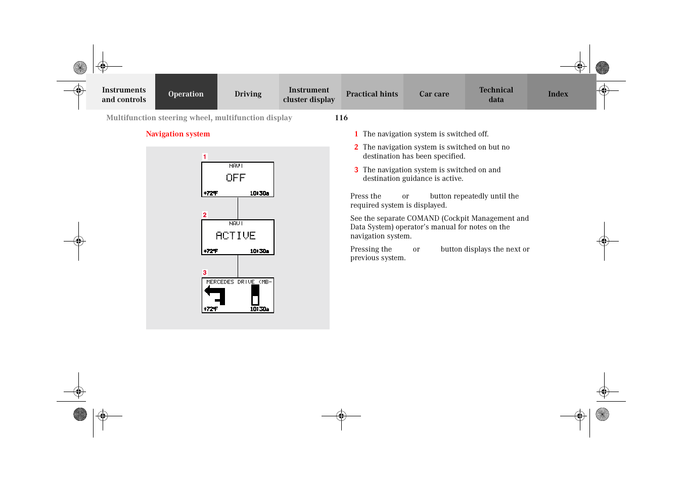 Navigation system | Mercedes-Benz 2002 C-Class User Manual | Page 119 / 406