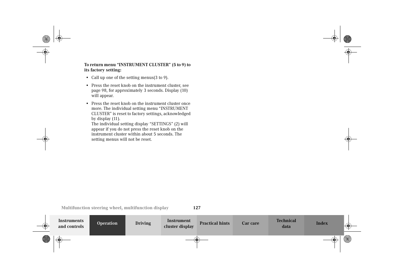 To return menu | Mercedes-Benz 2002 C-Class User Manual | Page 130 / 406