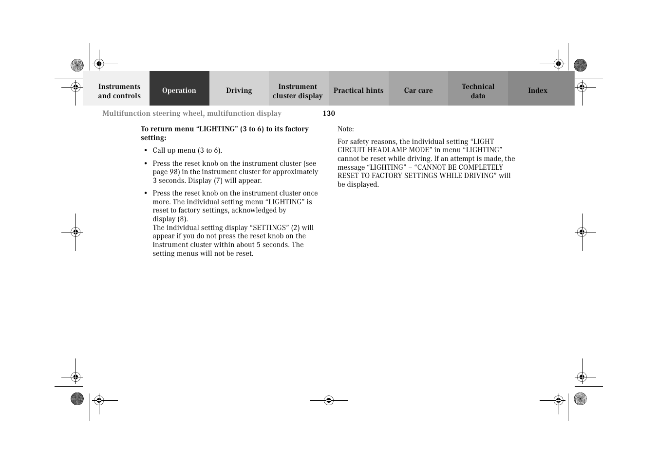 To return menu | Mercedes-Benz 2002 C-Class User Manual | Page 133 / 406