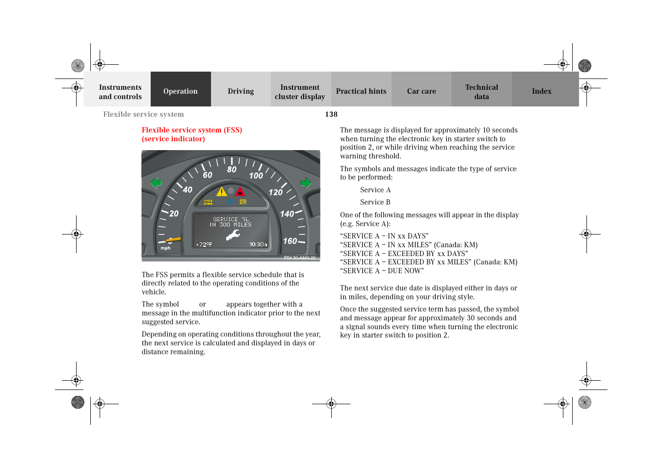 Flexible service system (fss), Flexible service system, Fss) | Mercedes-Benz 2002 C-Class User Manual | Page 141 / 406