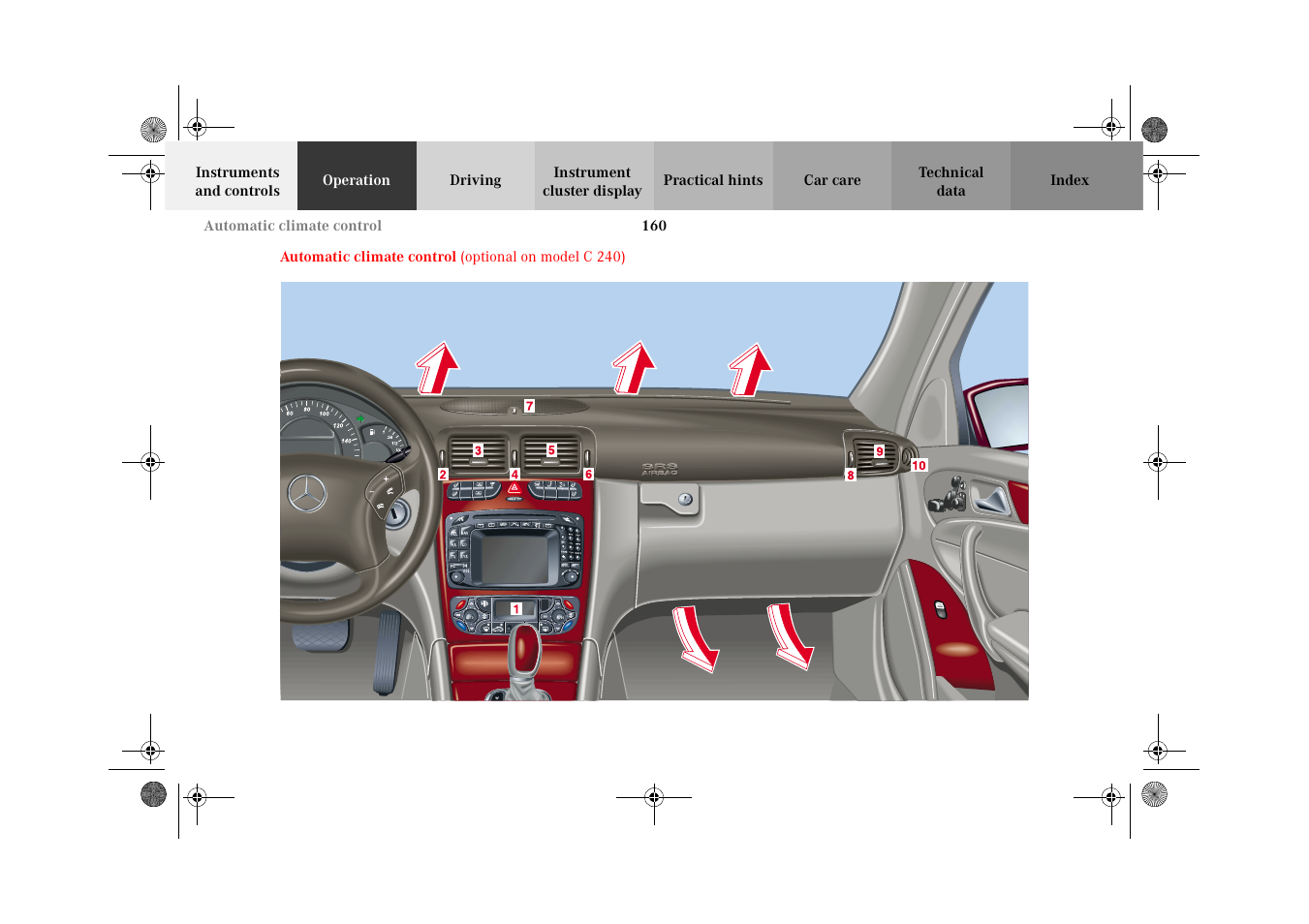 Automatic climate control | Mercedes-Benz 2002 C-Class User Manual | Page 163 / 406