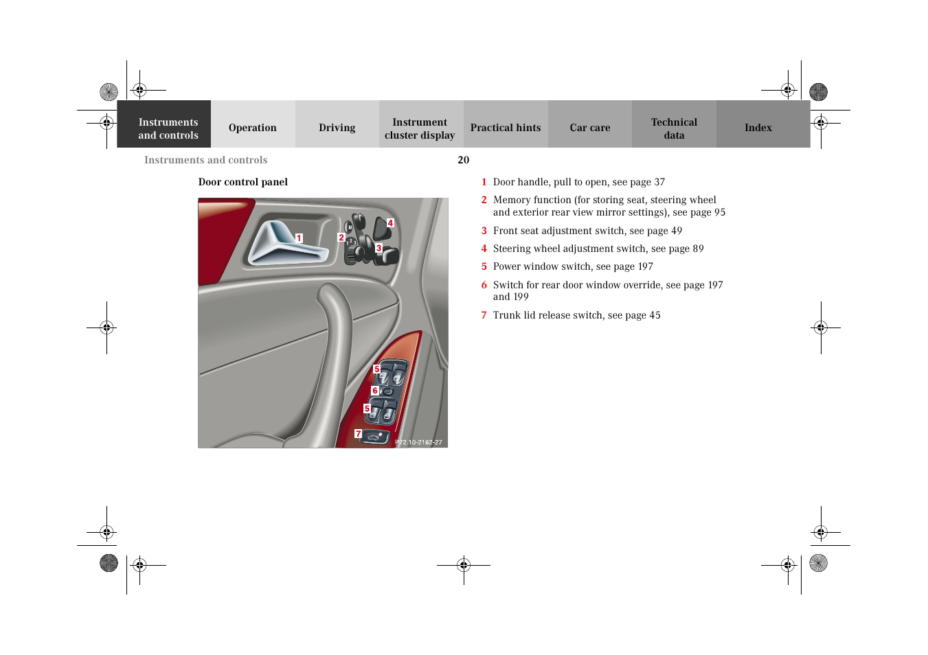 Door control panel | Mercedes-Benz 2002 C-Class User Manual | Page 23 / 406