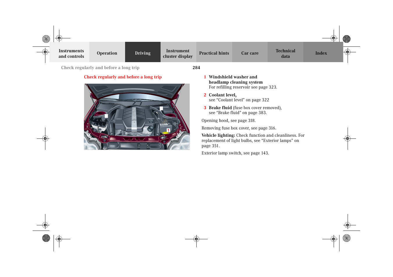 Check regularly and before a long trip, Check regularly and, Before a long trip | Mercedes-Benz 2002 C-Class User Manual | Page 287 / 406