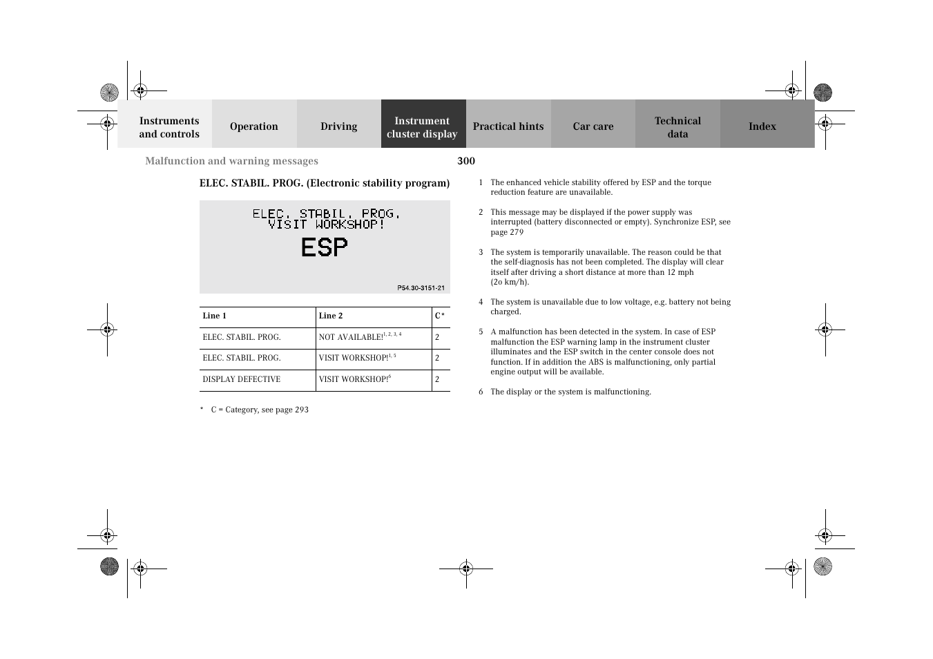 Elec. stabil. prog. (electronic stability program) | Mercedes-Benz 2002 C-Class User Manual | Page 303 / 406