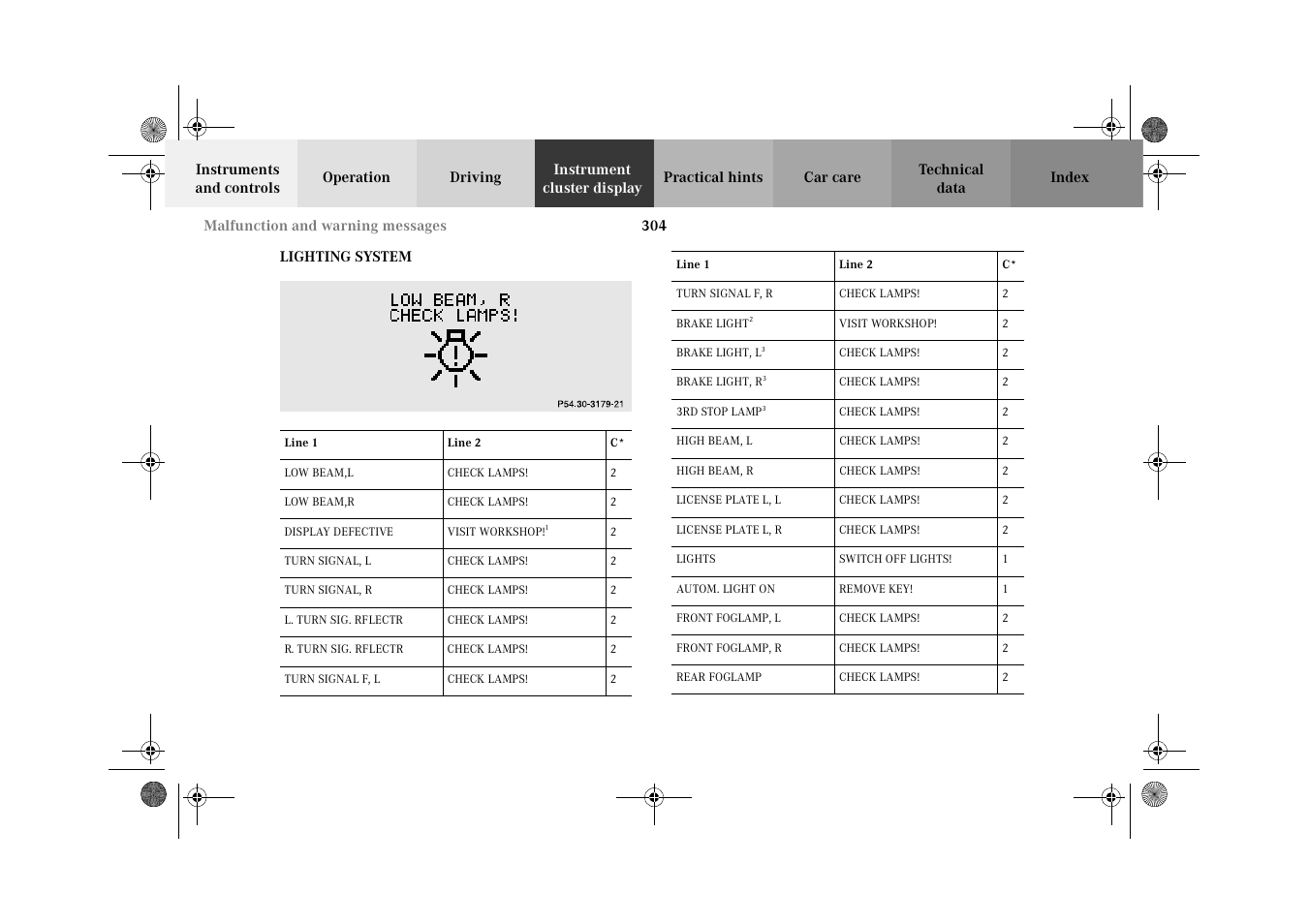 Lighting system | Mercedes-Benz 2002 C-Class User Manual | Page 307 / 406