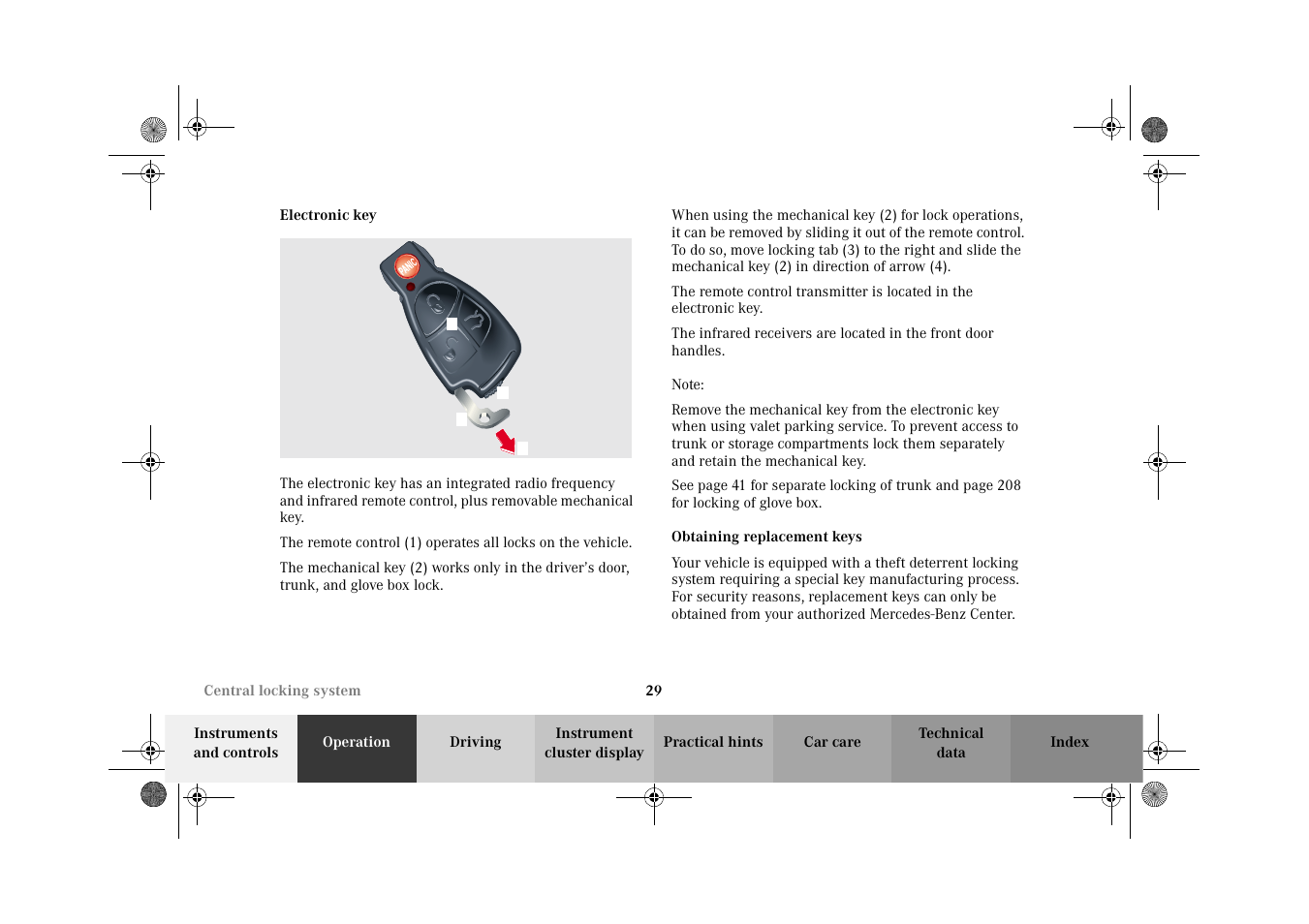 Electronic key | Mercedes-Benz 2002 C-Class User Manual | Page 32 / 406