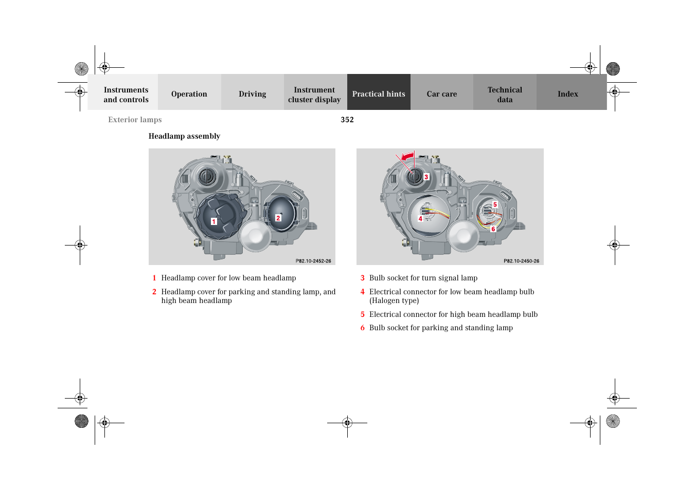 Exterior lamps:headlamp assembly | Mercedes-Benz 2002 C-Class User Manual | Page 355 / 406