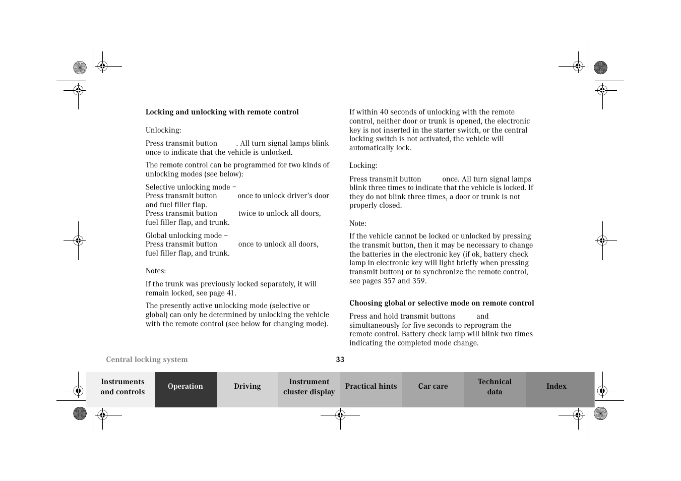Locking and unlocking | Mercedes-Benz 2002 C-Class User Manual | Page 36 / 406