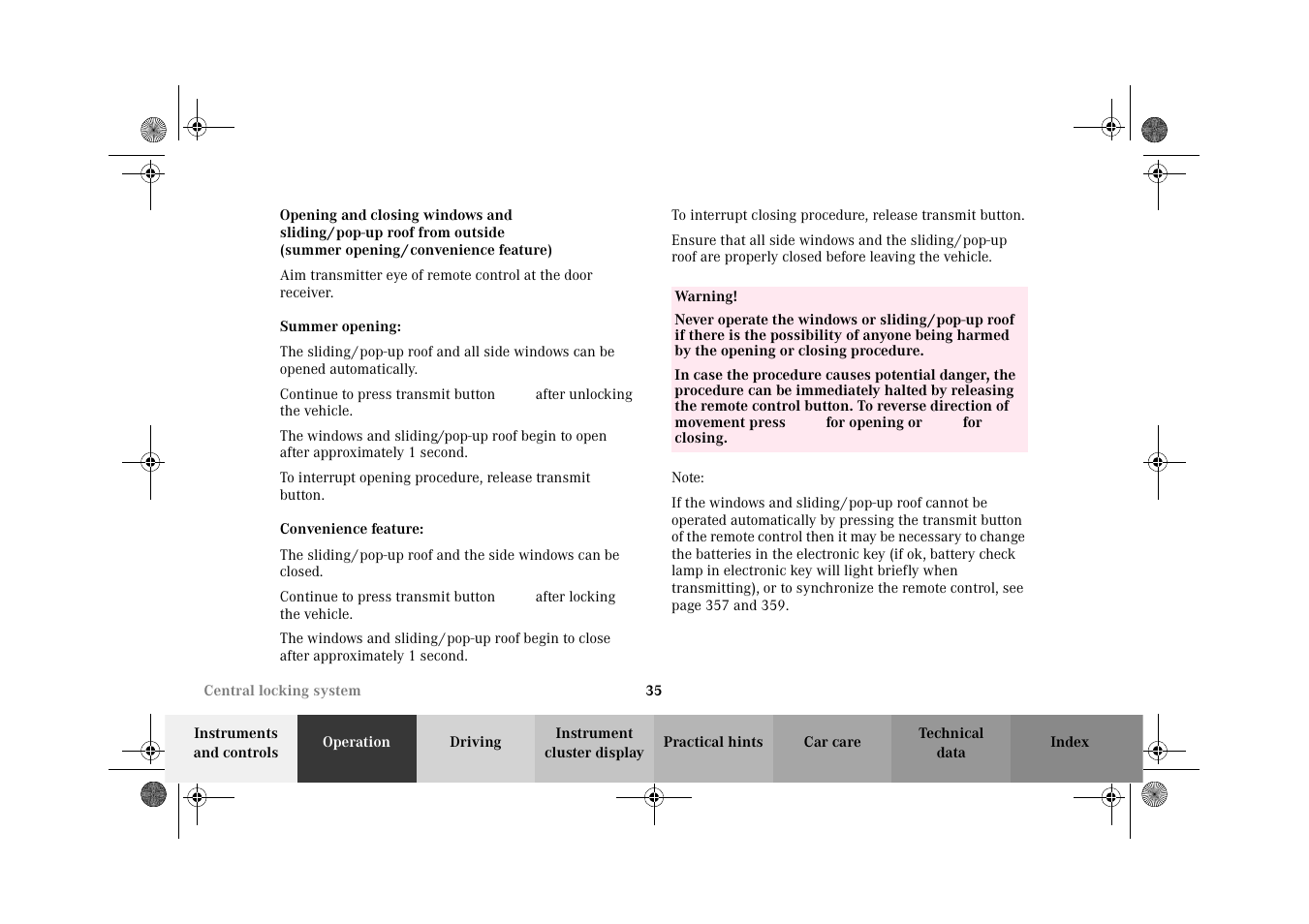 Mercedes-Benz 2002 C-Class User Manual | Page 38 / 406