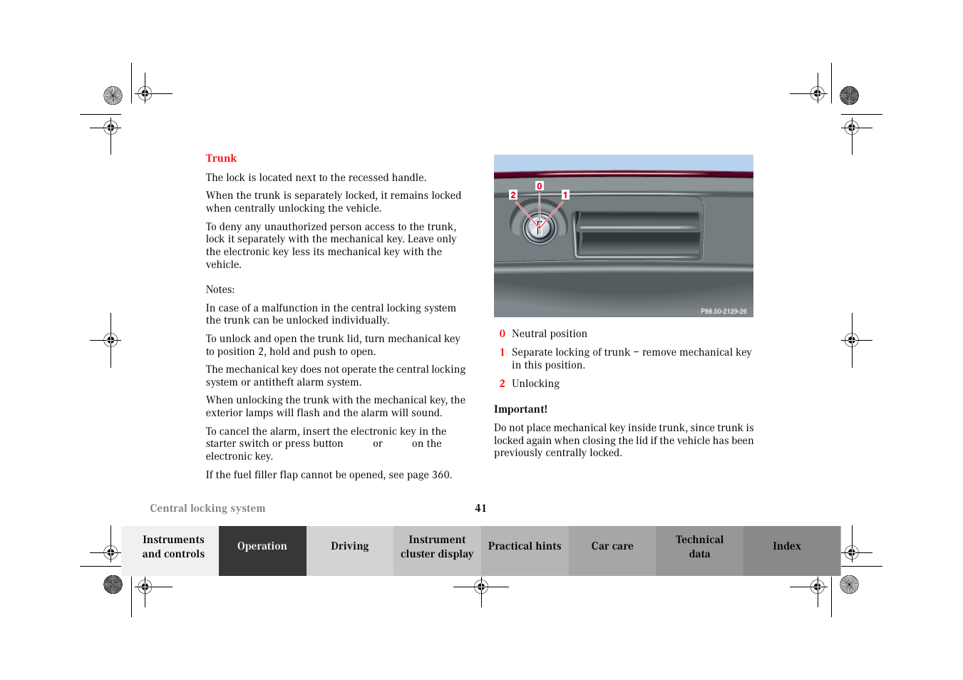 Trunk | Mercedes-Benz 2002 C-Class User Manual | Page 44 / 406