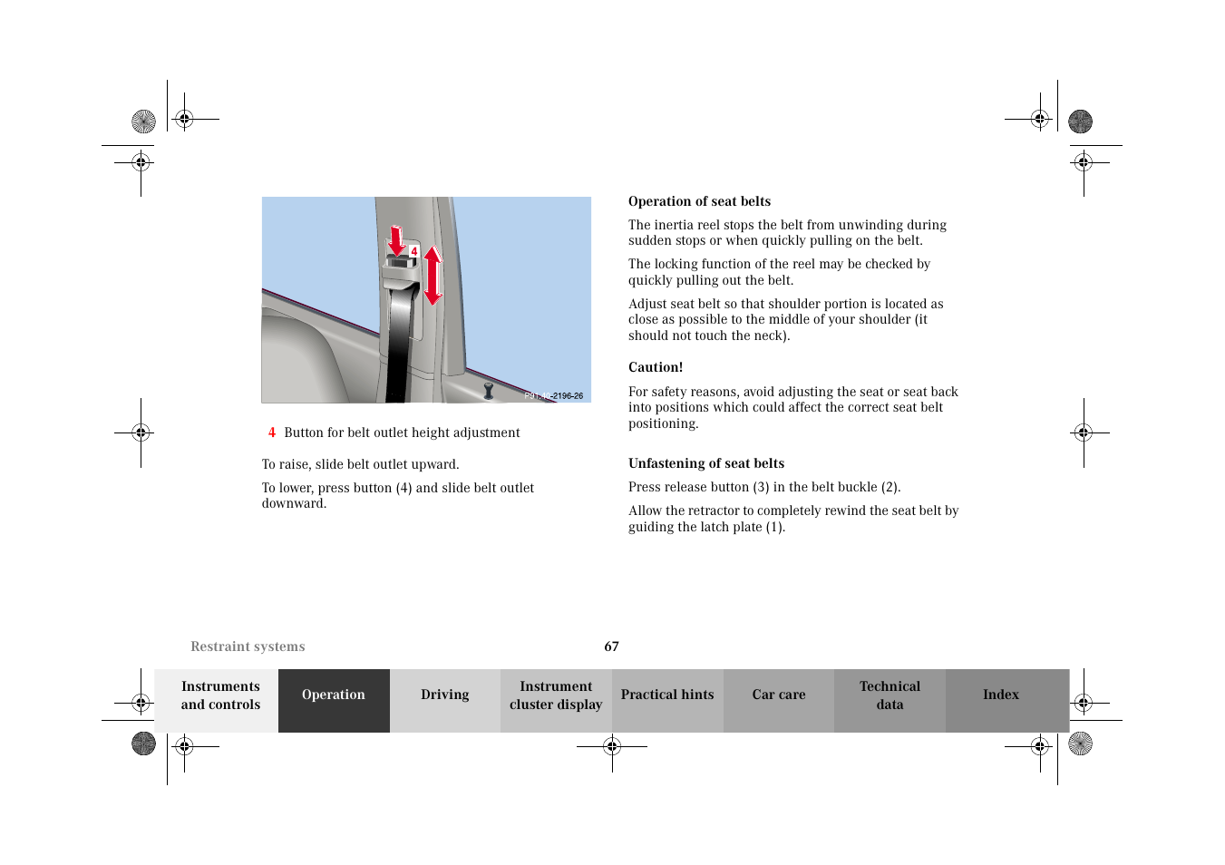 Seat belts:unfastening | Mercedes-Benz 2002 C-Class User Manual | Page 70 / 406