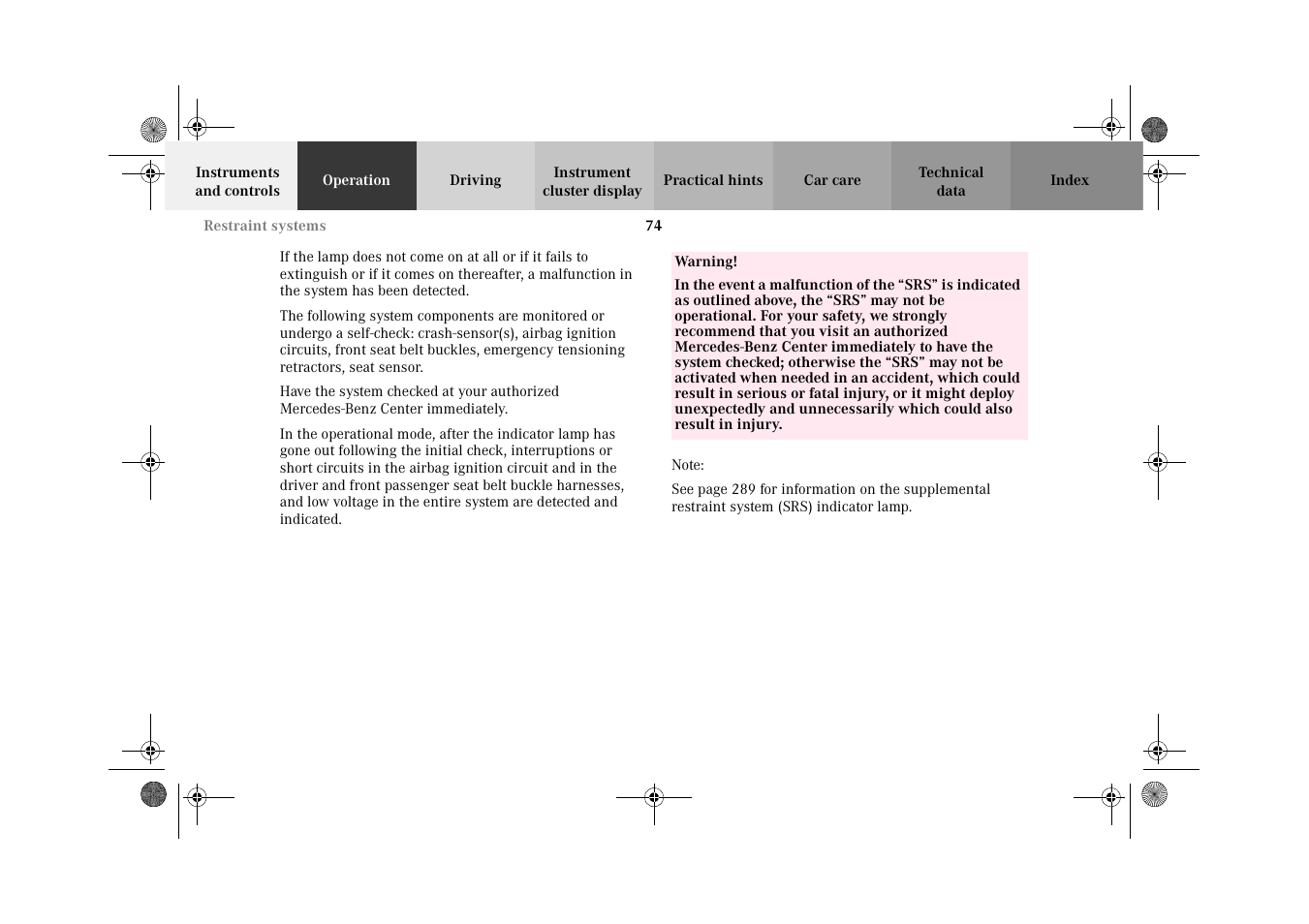Mercedes-Benz 2002 C-Class User Manual | Page 77 / 406