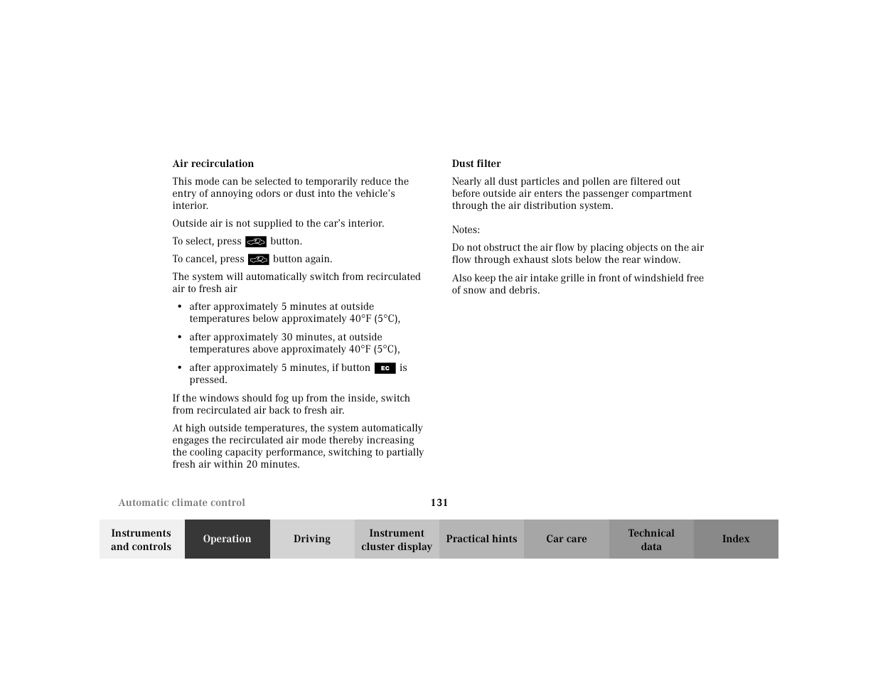 Mercedes-Benz 2002 E -Class Wagon User Manual | Page 134 / 354