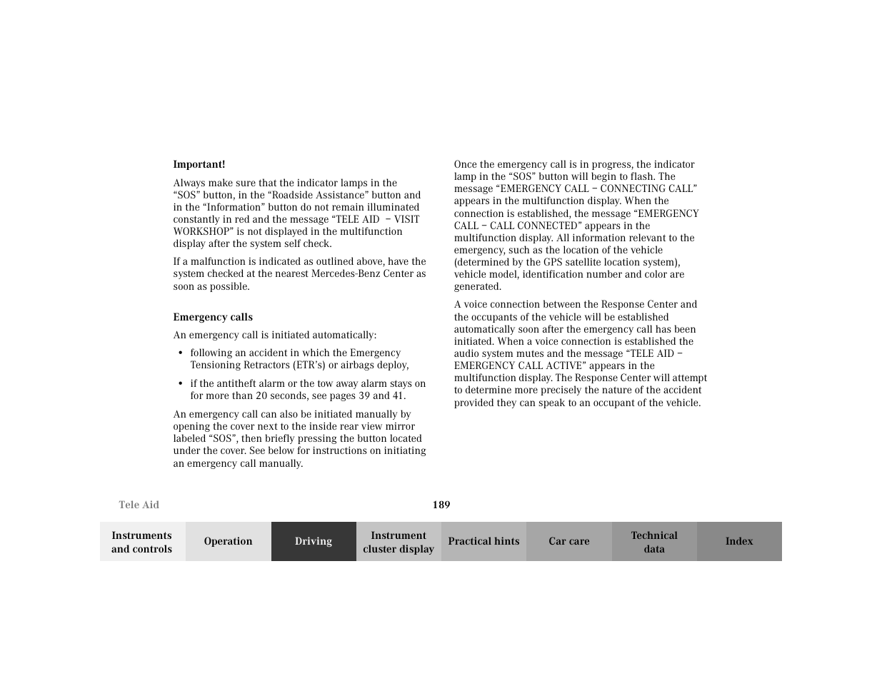 Mercedes-Benz 2002 E -Class Wagon User Manual | Page 192 / 354