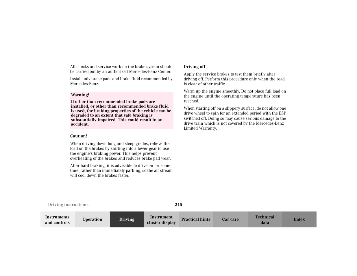 Mercedes-Benz 2002 E -Class Wagon User Manual | Page 218 / 354