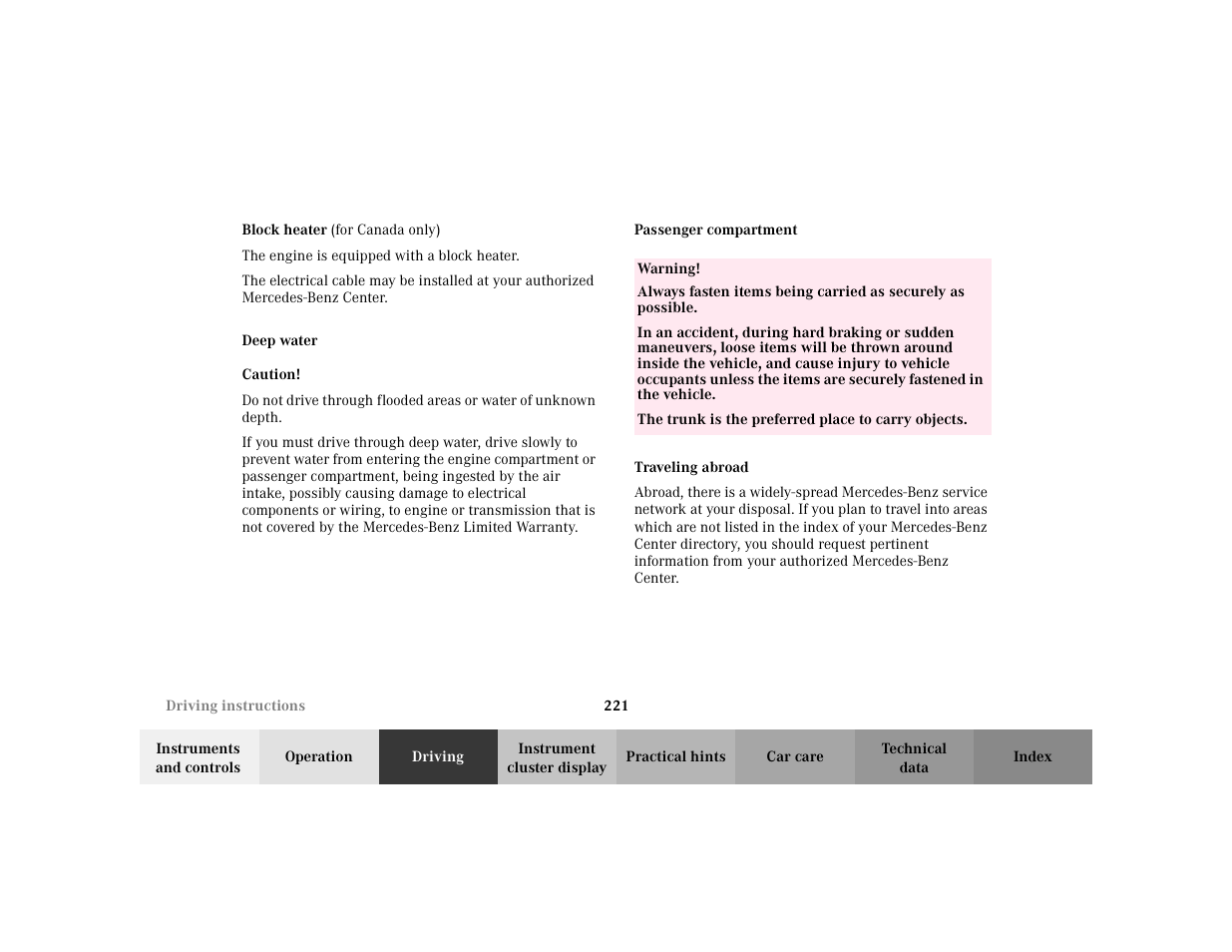 Mercedes-Benz 2002 E -Class Wagon User Manual | Page 224 / 354