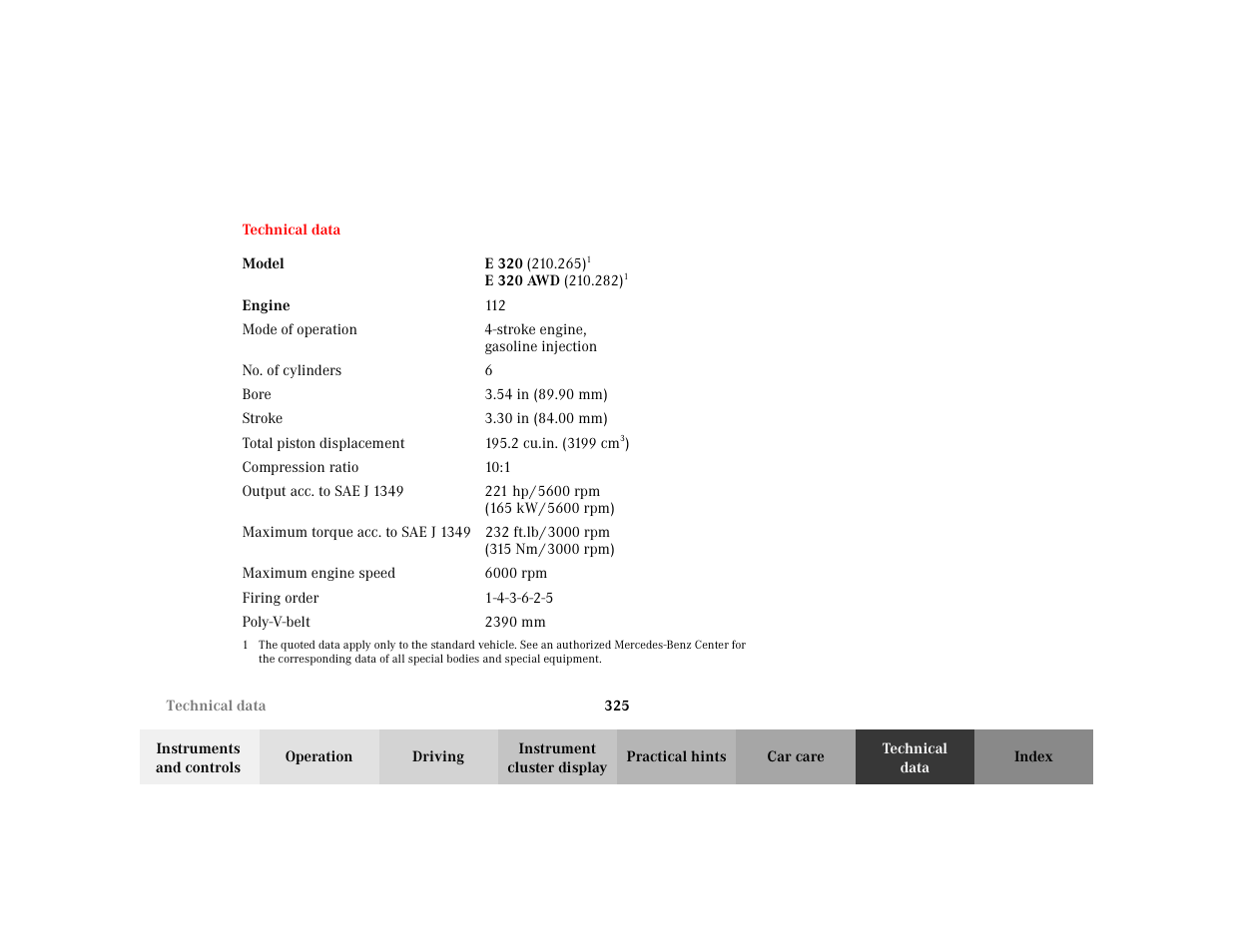 Mercedes-Benz 2002 E -Class Wagon User Manual | Page 328 / 354