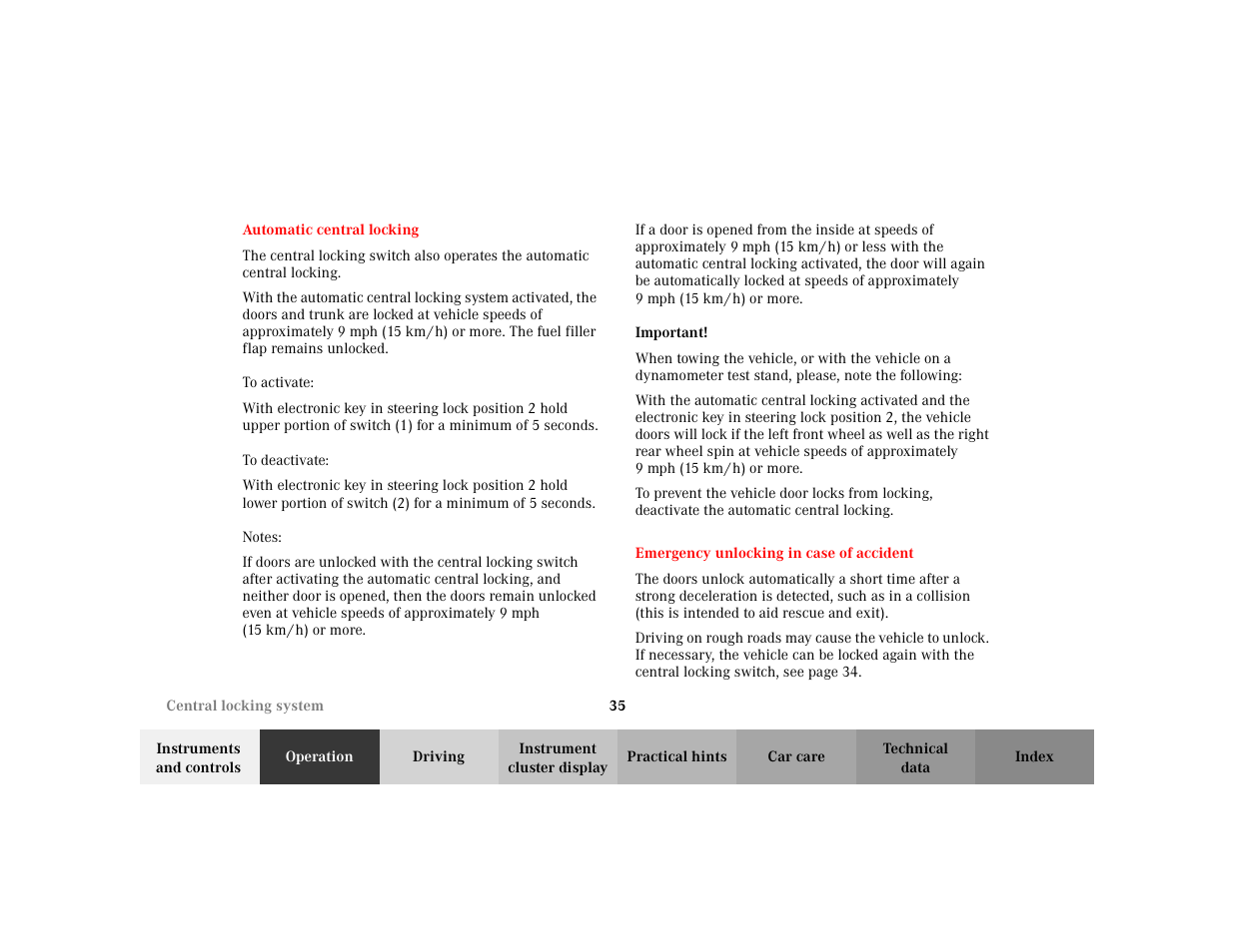 Mercedes-Benz 2002 E -Class Wagon User Manual | Page 38 / 354