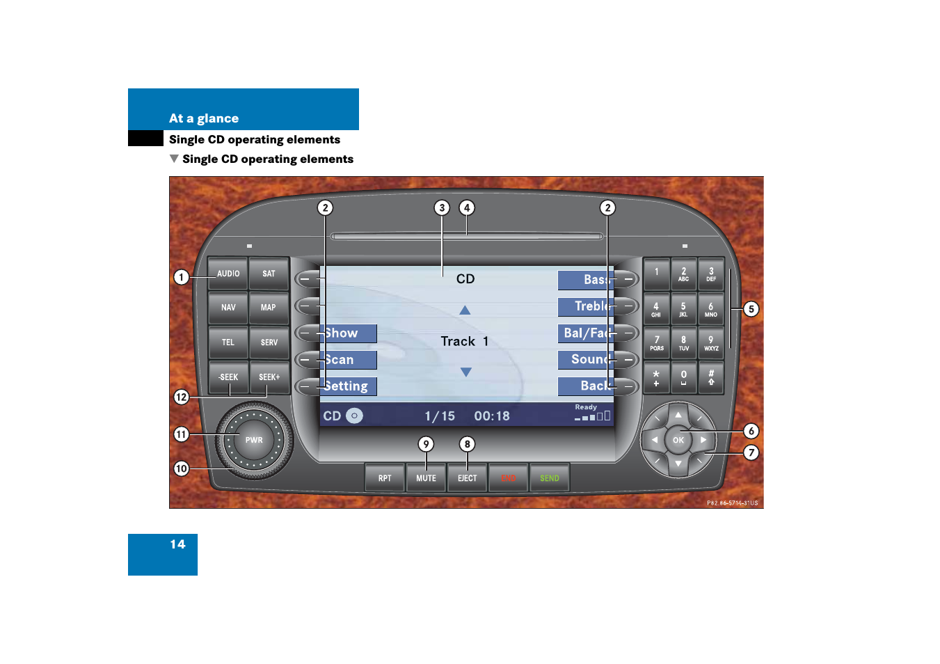 Single cd operating elements | Mercedes-Benz Comand 6515 6786 13 User Manual | Page 14 / 231