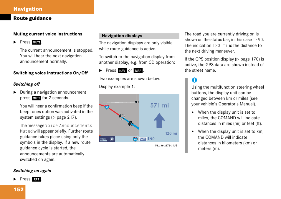 Navigation displays, 152 navigation | Mercedes-Benz Comand 6515 6786 13 User Manual | Page 152 / 231