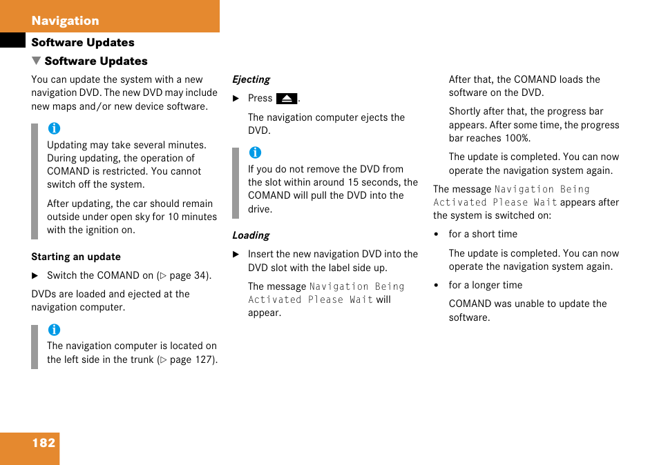 Software updates, 182 navigation | Mercedes-Benz Comand 6515 6786 13 User Manual | Page 182 / 231