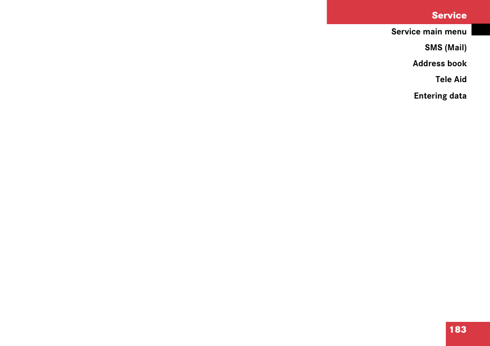 Service | Mercedes-Benz Comand 6515 6786 13 User Manual | Page 183 / 231