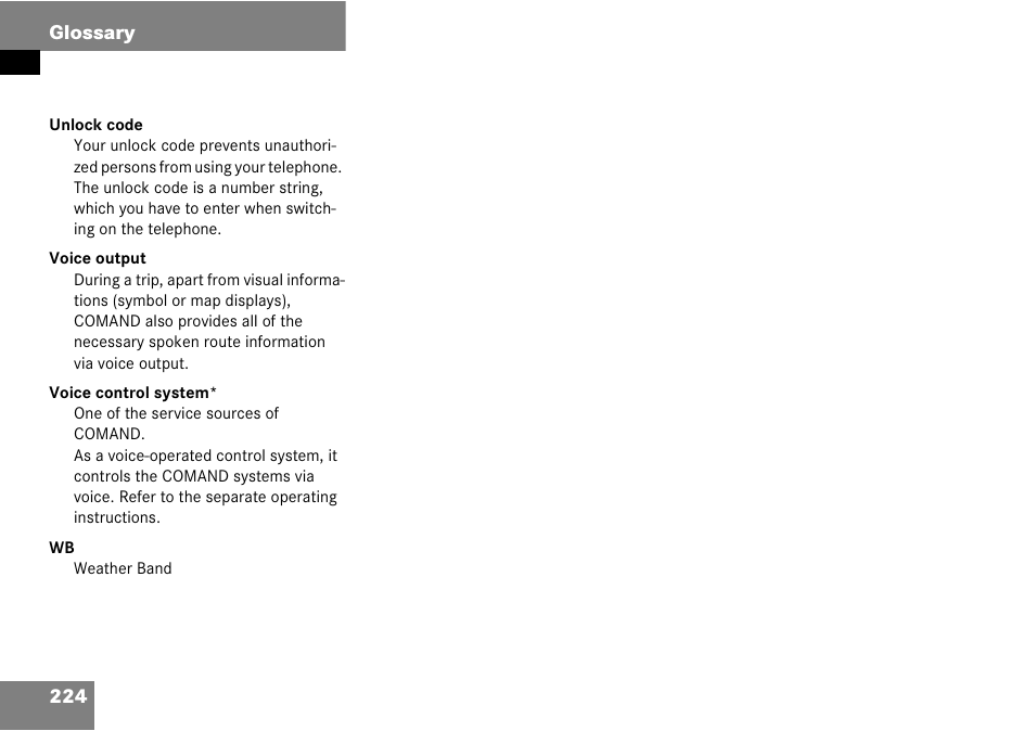 Mercedes-Benz Comand 6515 6786 13 User Manual | Page 224 / 231