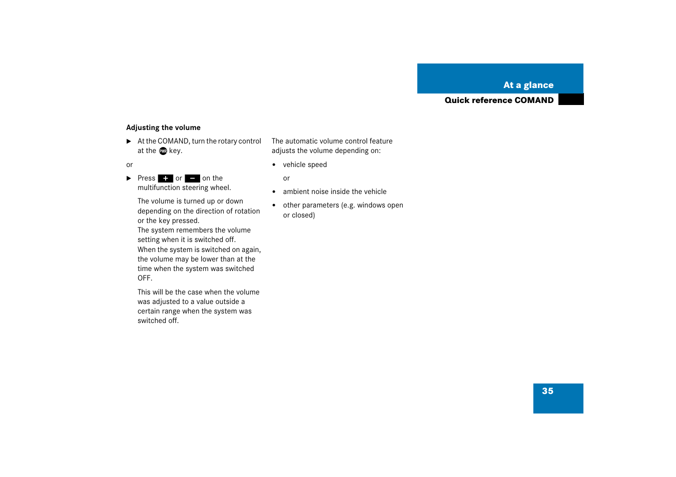 35 at a glance | Mercedes-Benz Comand 6515 6786 13 User Manual | Page 35 / 231