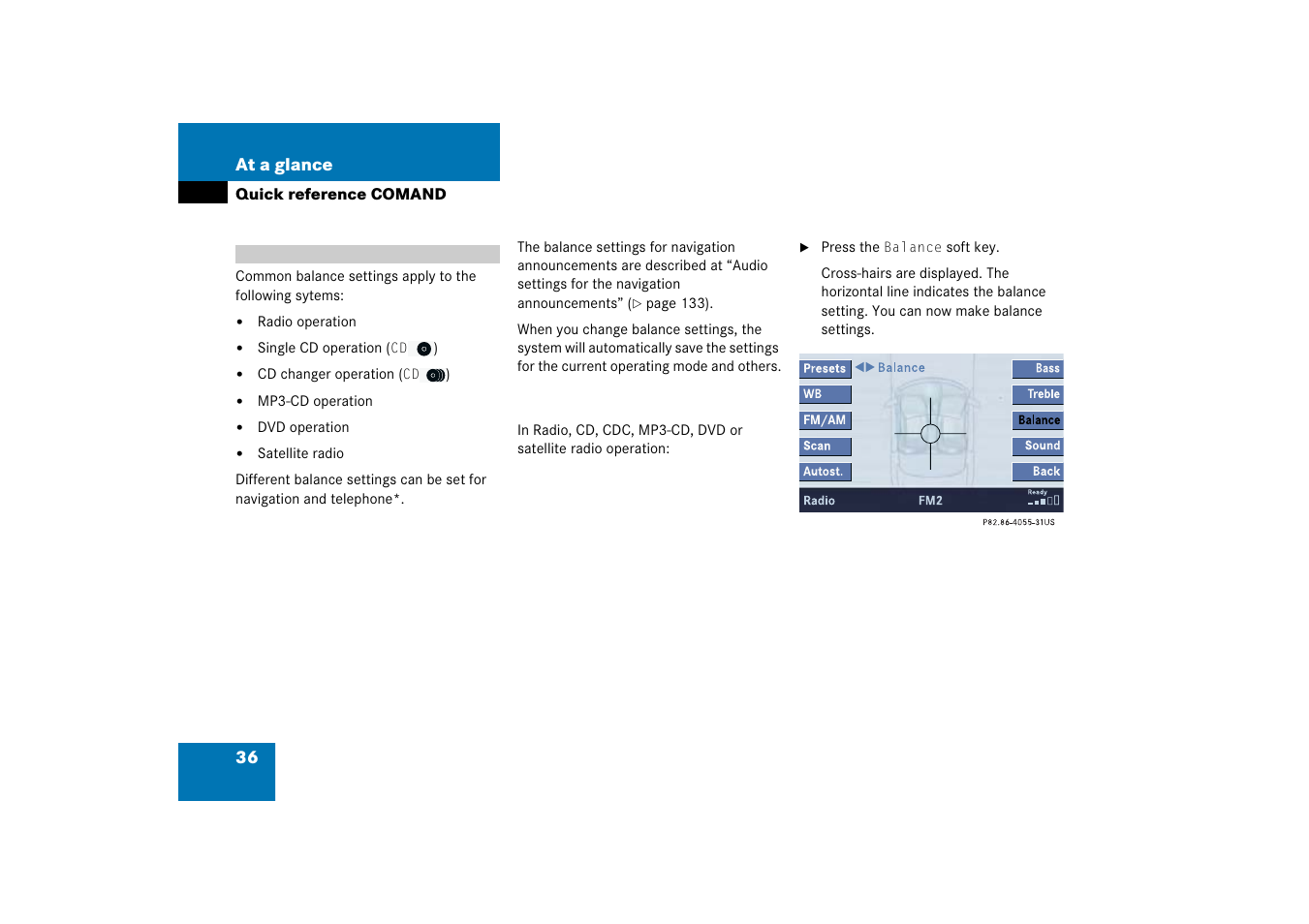 Balance, 36 at a glance | Mercedes-Benz Comand 6515 6786 13 User Manual | Page 36 / 231