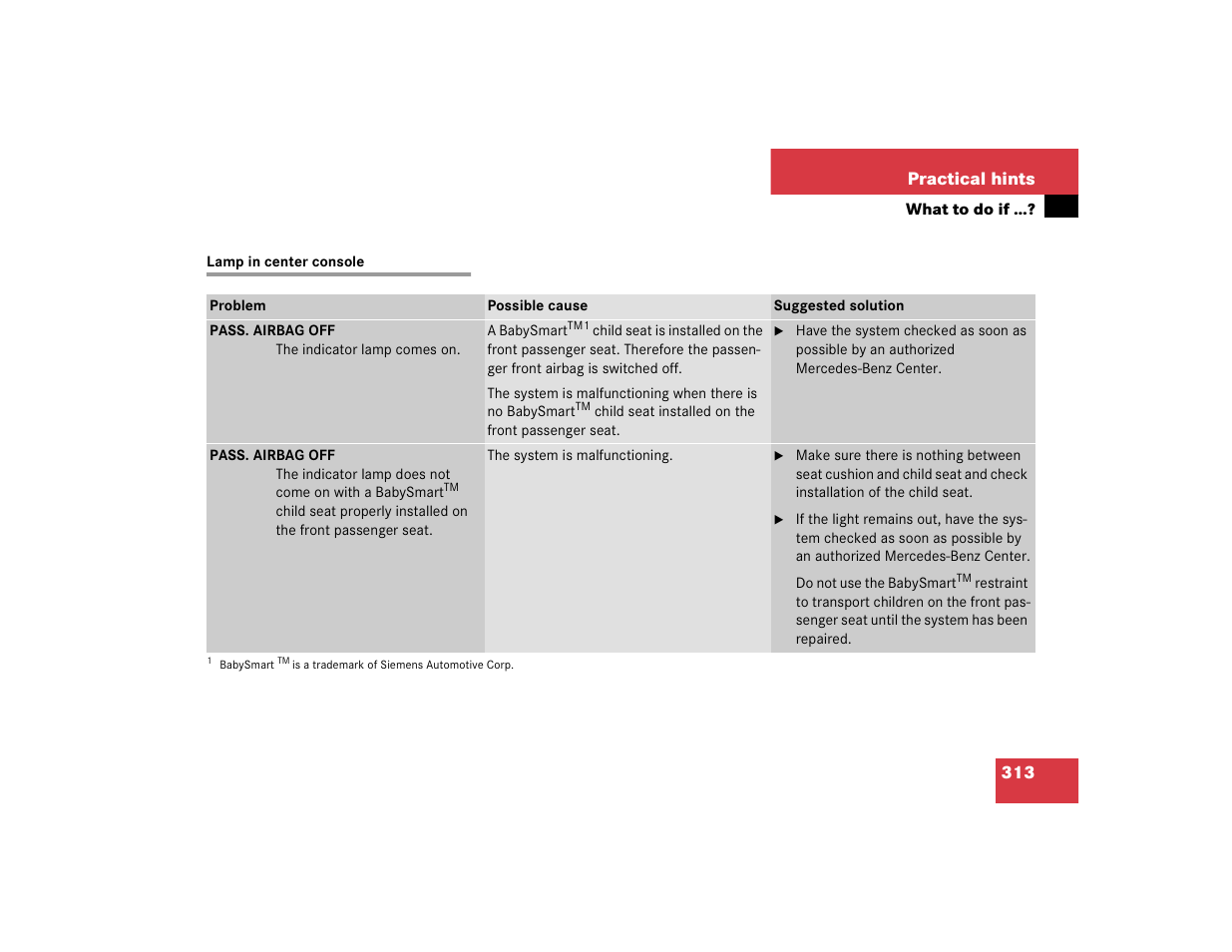 313 practical hints | Mercedes-Benz 2004 CLK 55 AMG User Manual | Page 313 / 440