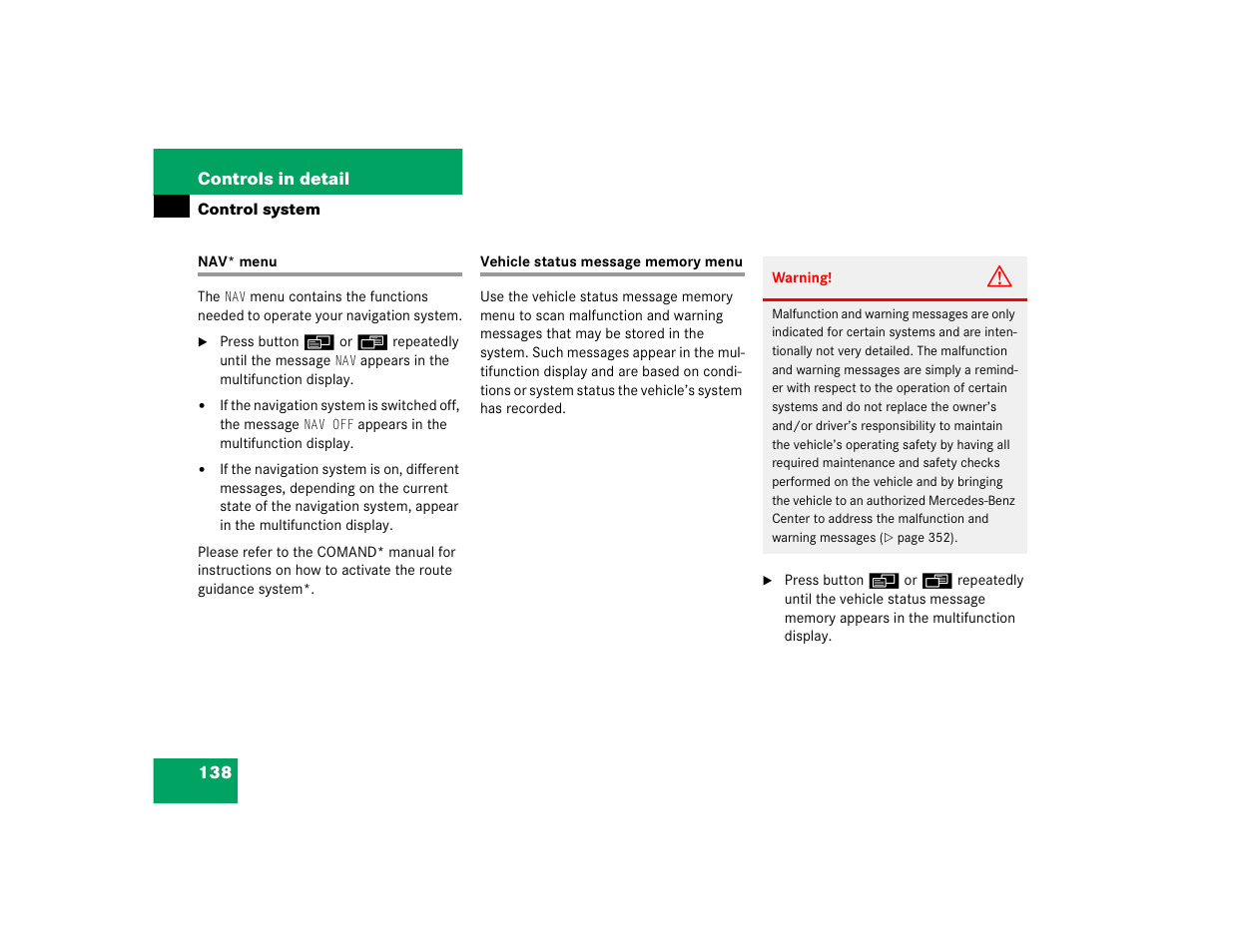 Mercedes-Benz C-CLASS WAGON C 240 User Manual | Page 140 / 482