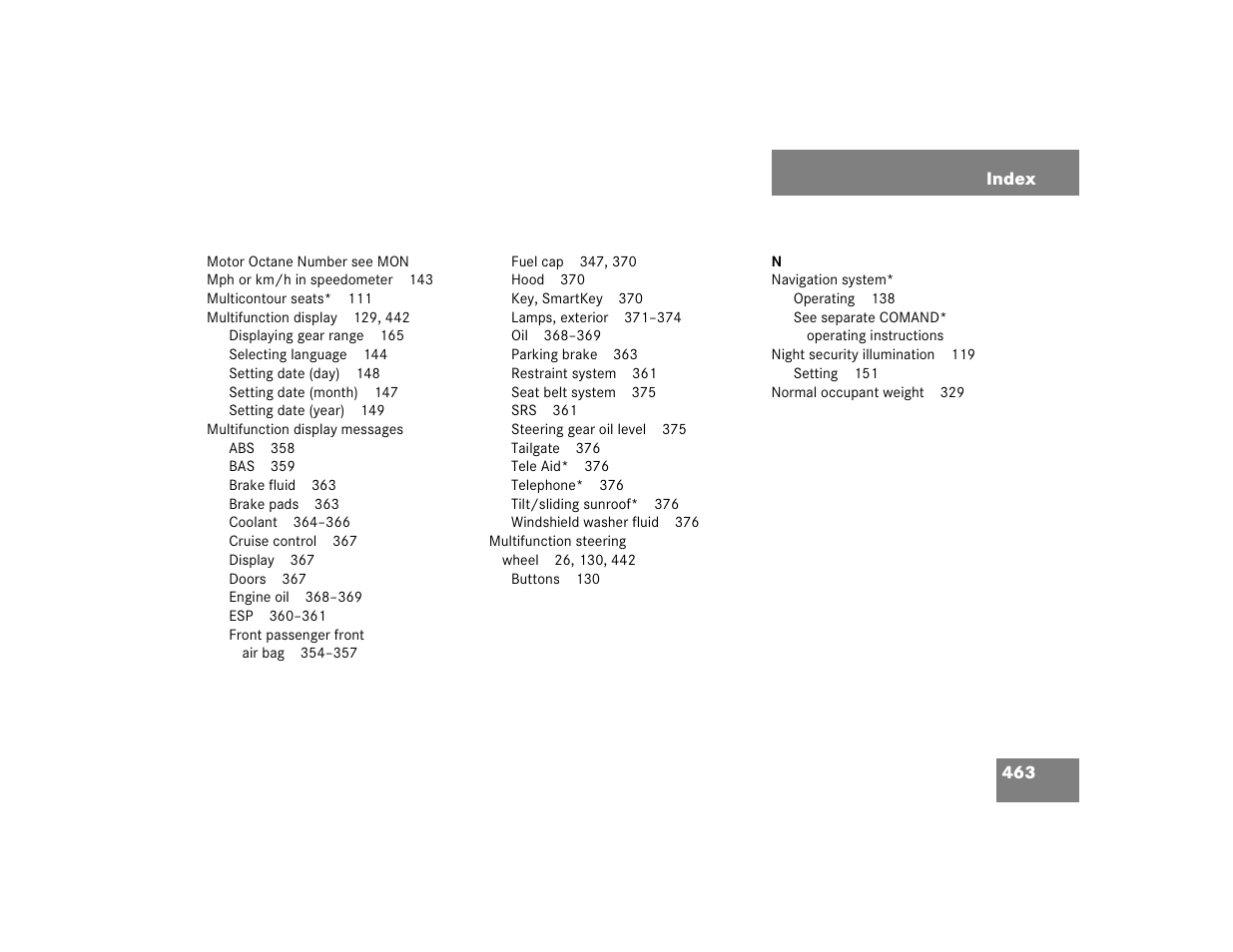 Mercedes-Benz C-CLASS WAGON C 240 User Manual | Page 465 / 482