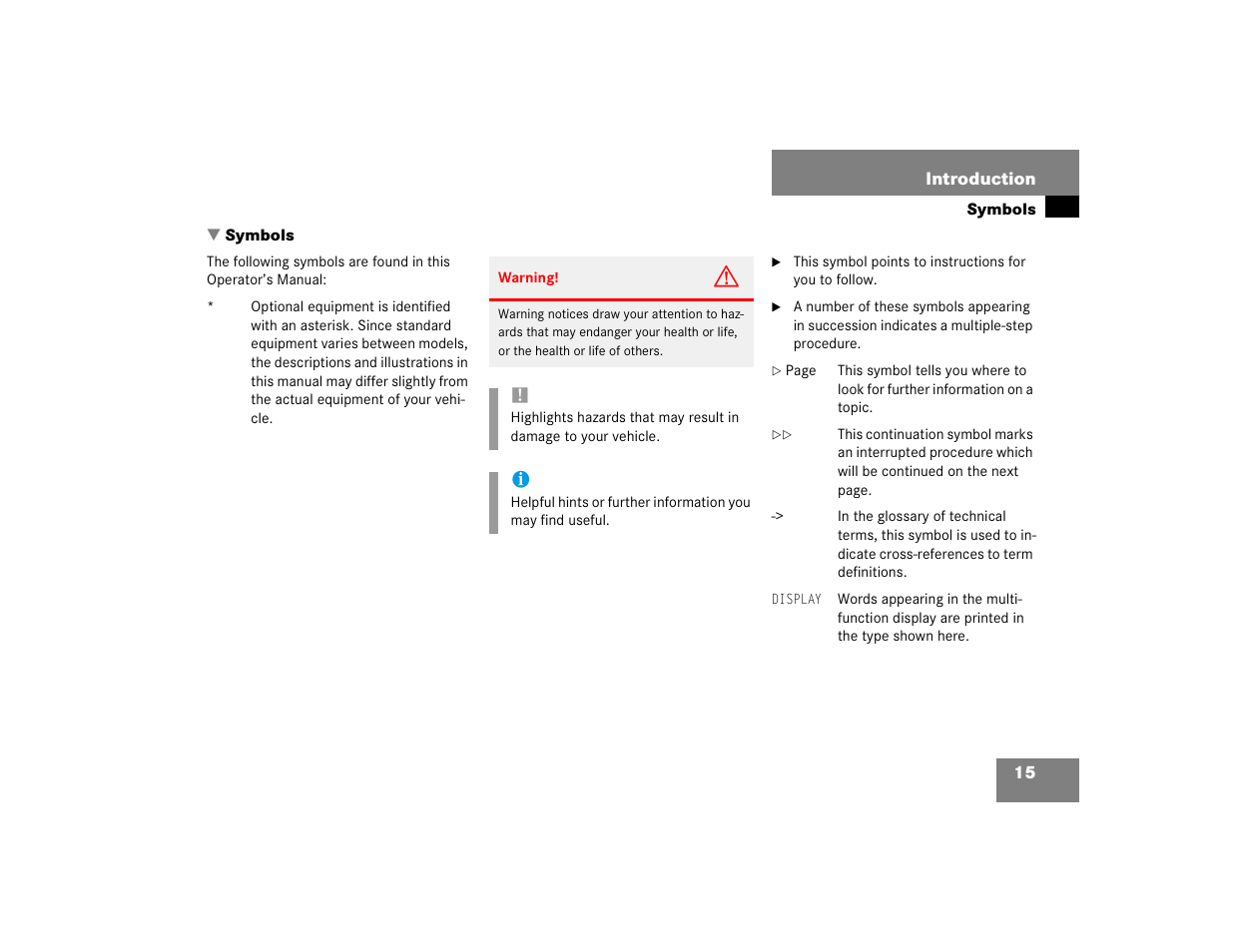 Mercedes-Benz 2004 E 320 User Manual | Page 15 / 442