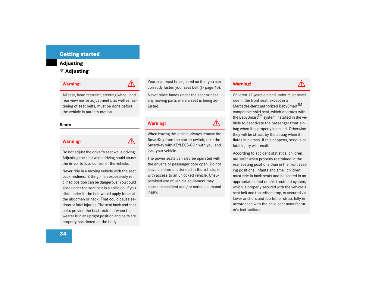 Mercedes-Benz 2004 E 320 User Manual | Page 34 / 442
