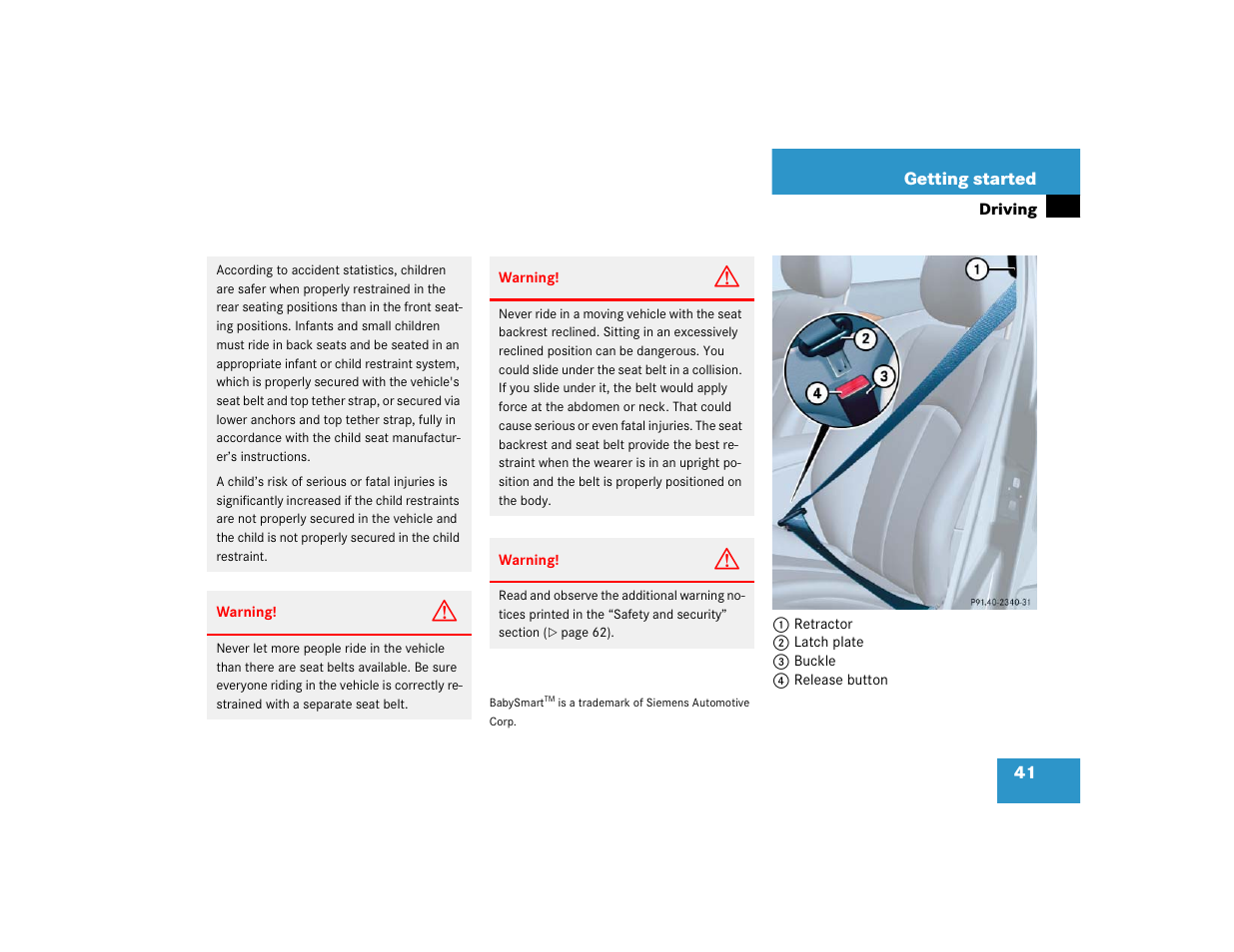 Mercedes-Benz 2004 E 320 User Manual | Page 41 / 442