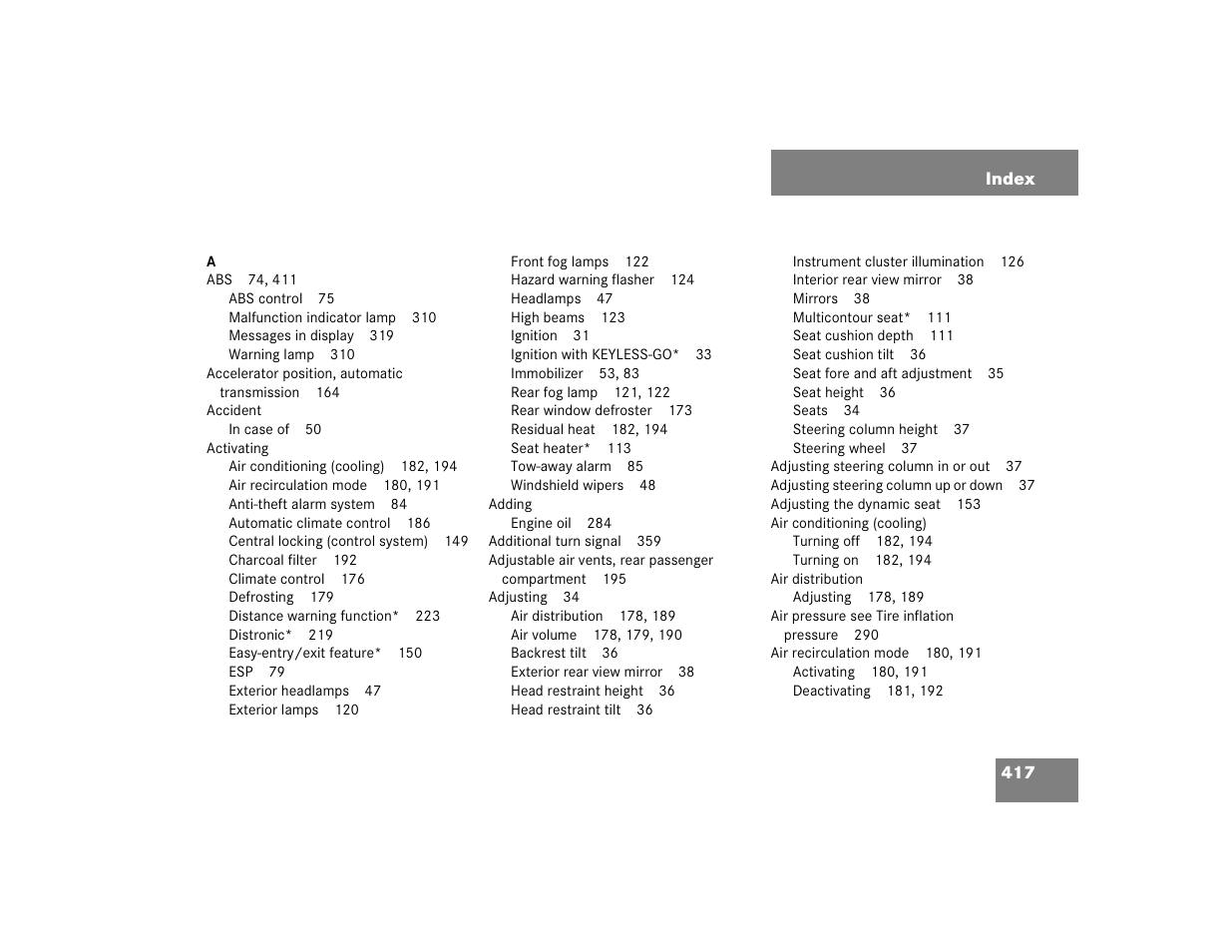 Mercedes-Benz 2004 E 320 User Manual | Page 417 / 442