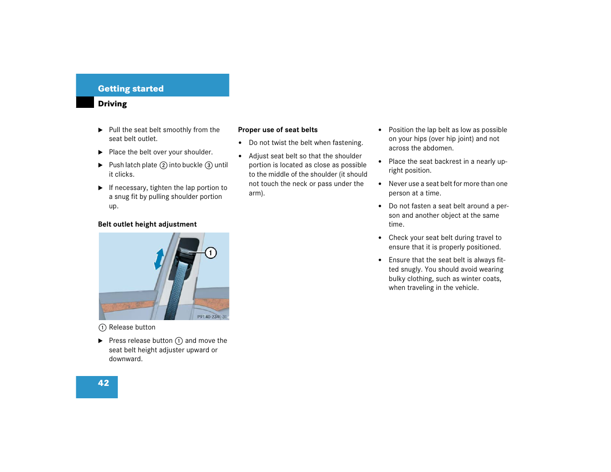 42 getting started | Mercedes-Benz 2004 E 320 User Manual | Page 42 / 442