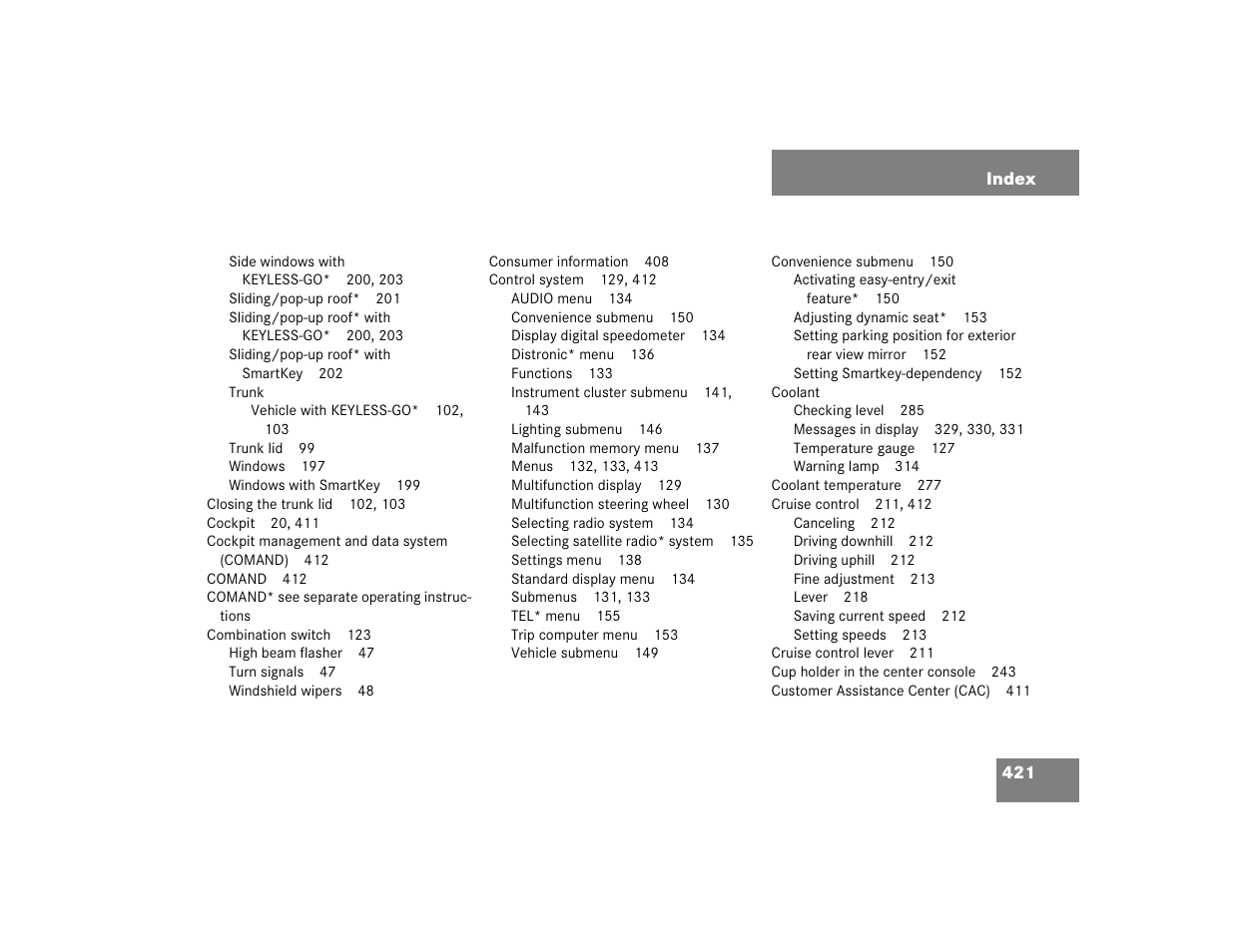 Mercedes-Benz 2004 E 320 User Manual | Page 421 / 442