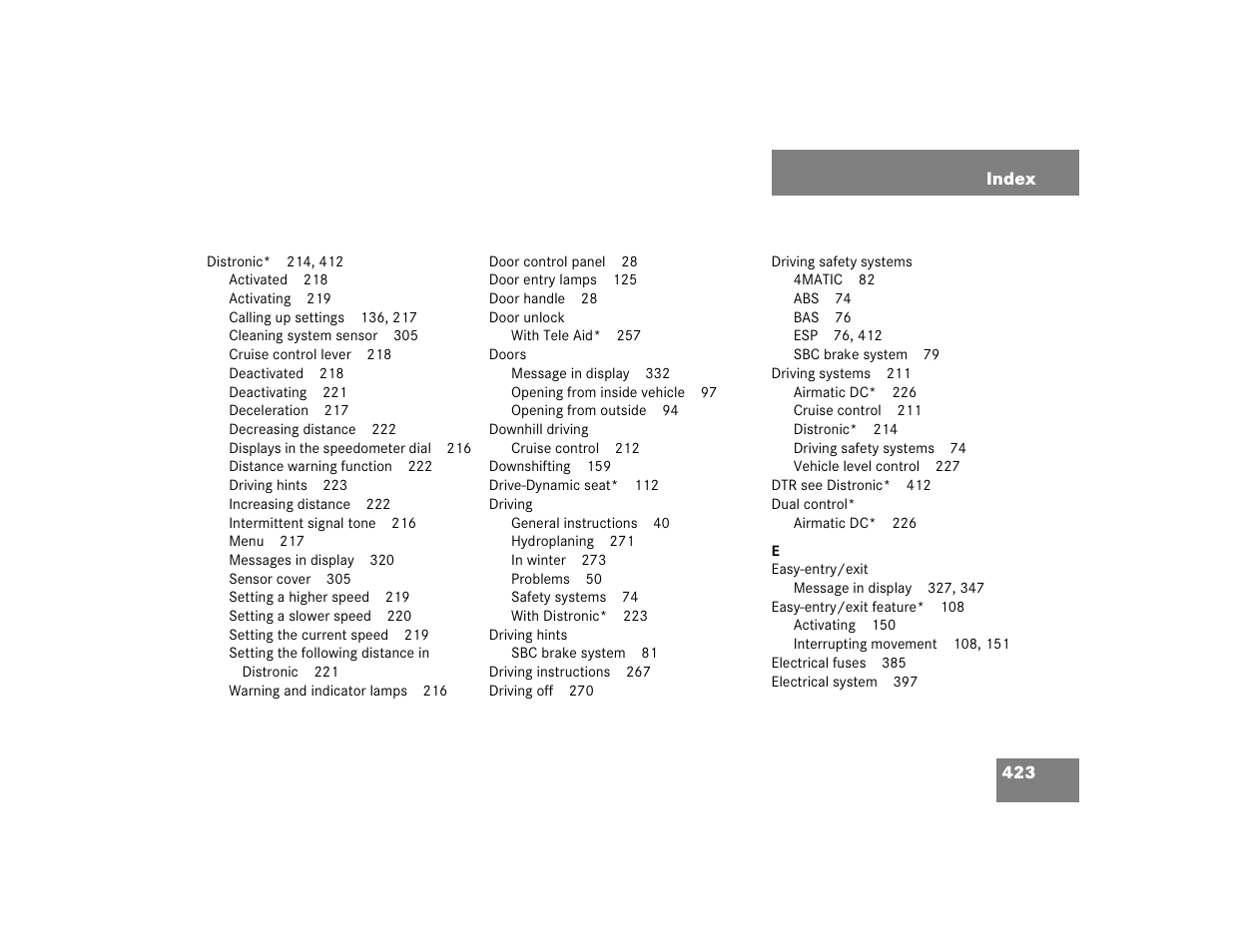 Mercedes-Benz 2004 E 320 User Manual | Page 423 / 442