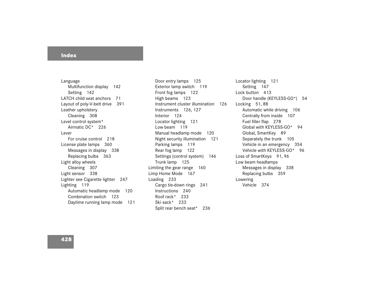 Mercedes-Benz 2004 E 320 User Manual | Page 428 / 442