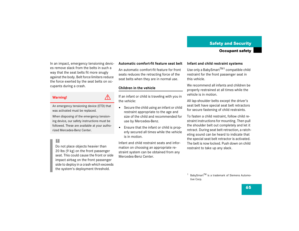Mercedes-Benz 2004 E 320 User Manual | Page 65 / 442