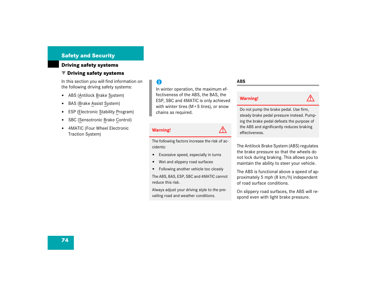 Mercedes-Benz 2004 E 320 User Manual | Page 74 / 442