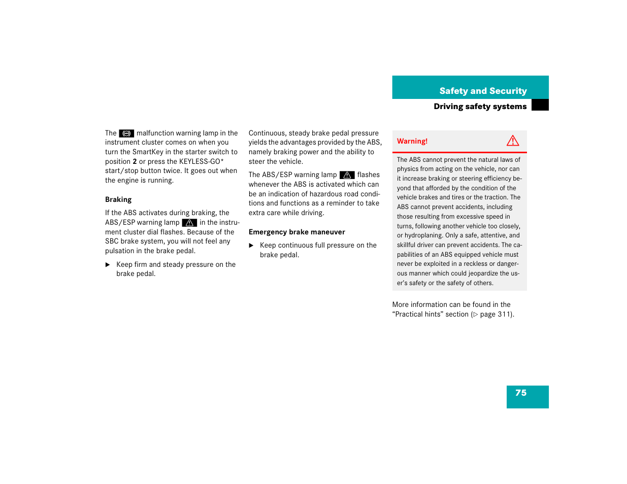 Mercedes-Benz 2004 E 320 User Manual | Page 75 / 442