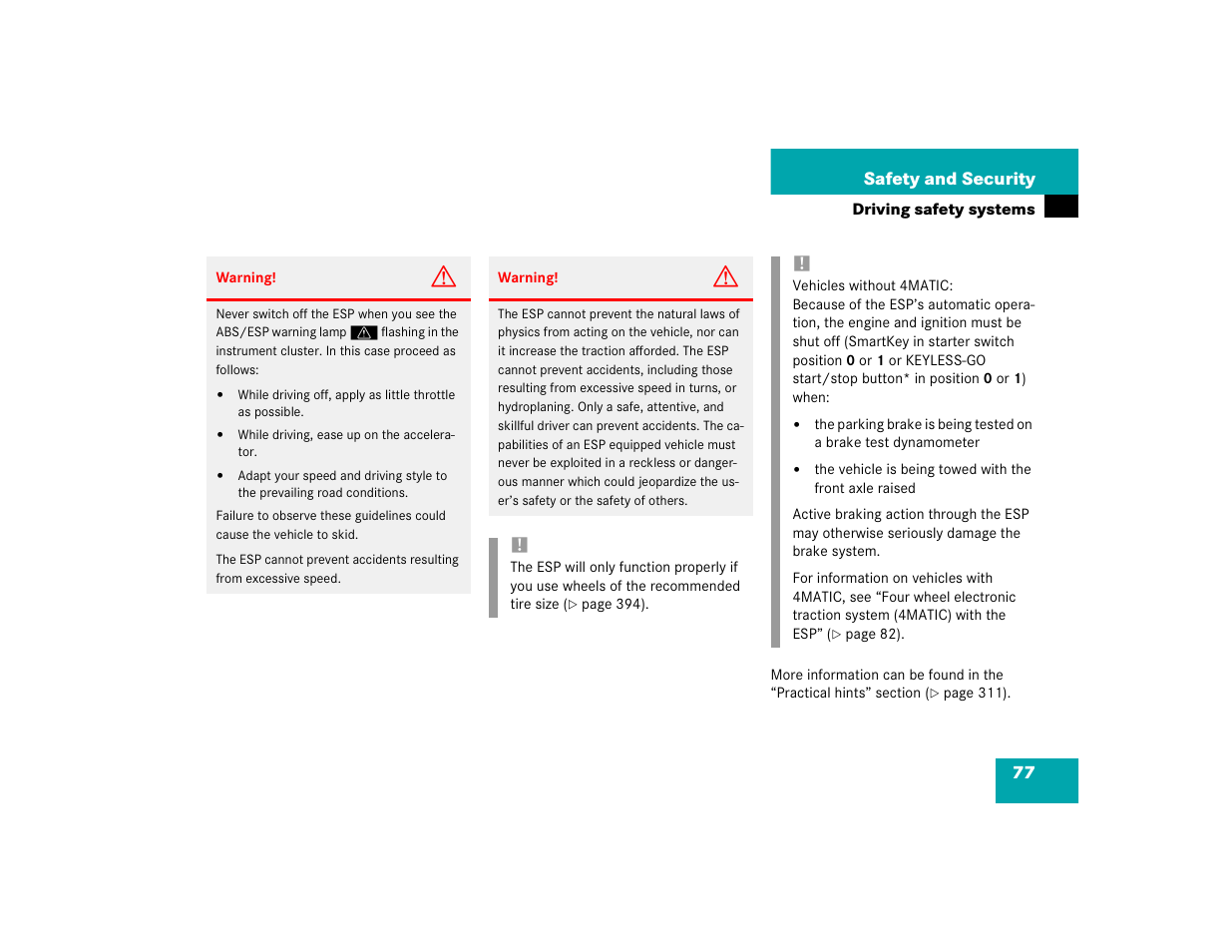 Mercedes-Benz 2004 E 320 User Manual | Page 77 / 442