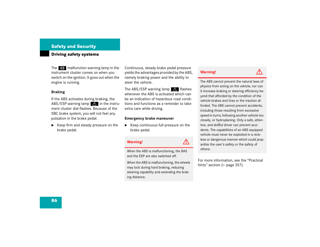 Mercedes-Benz 2005 E 320 CDI User Manual | Page 88 / 506