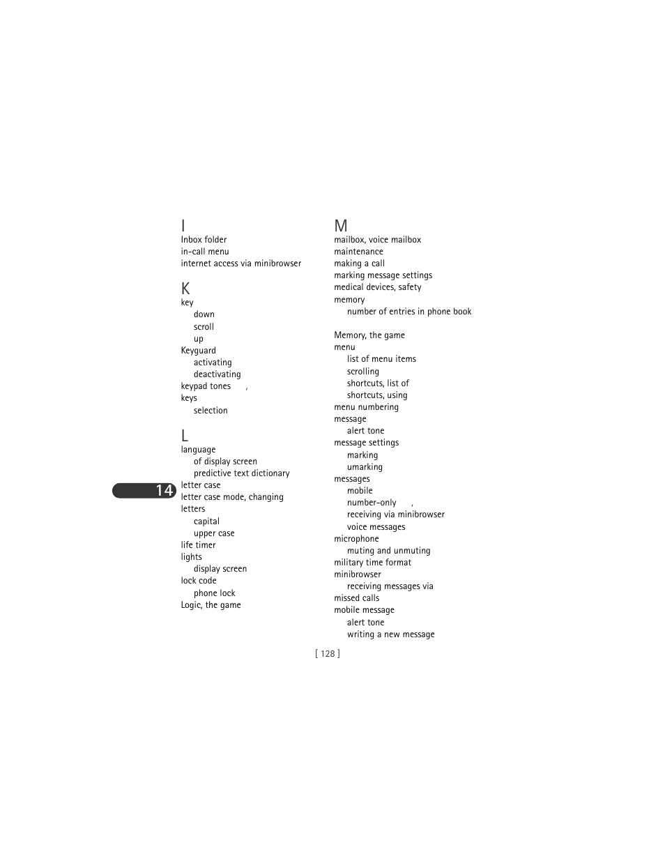 14 i | Nokia 3285 User Manual | Page 136 / 141