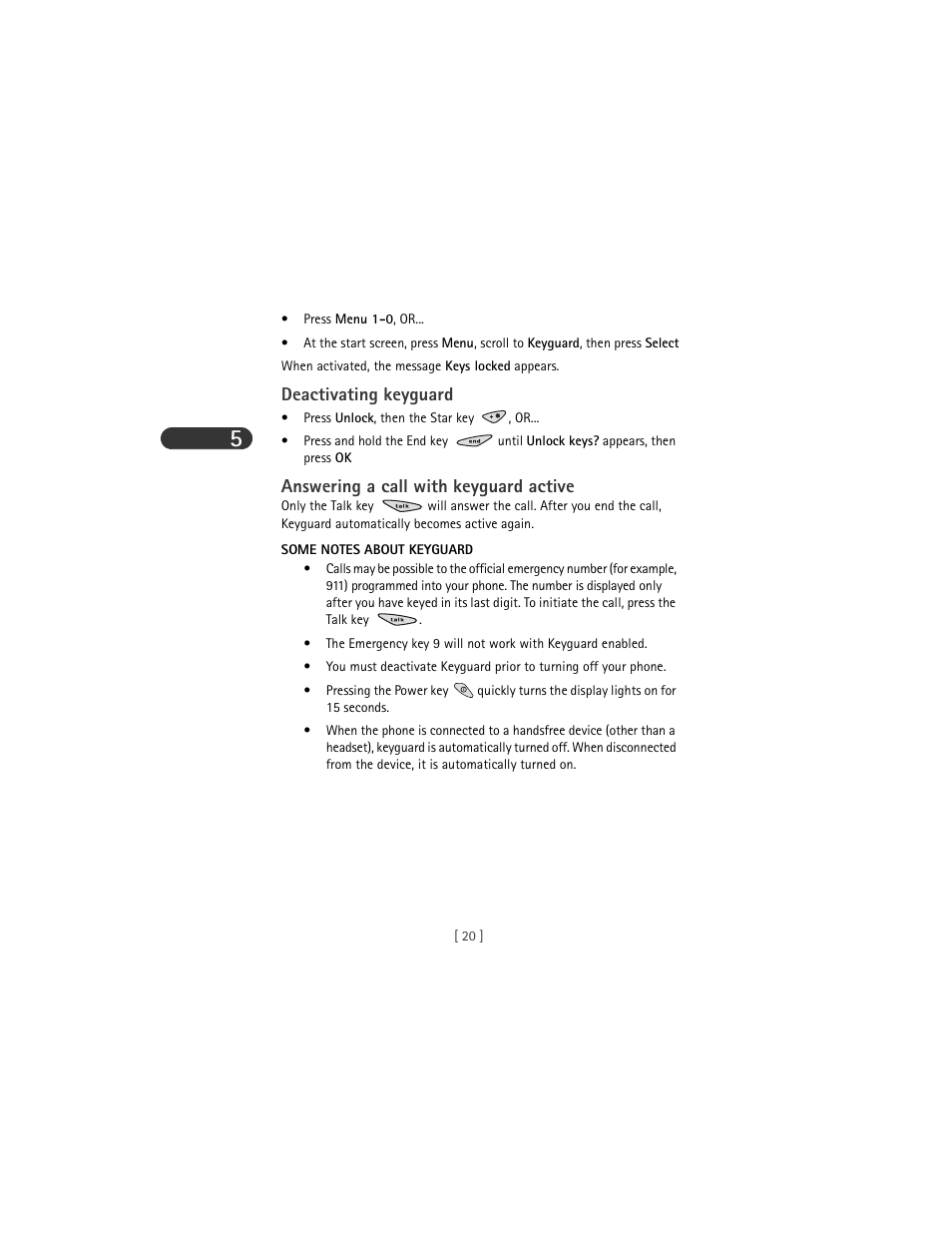 Deactivating keyguard, Answering a call with keyguard active | Nokia 3285 User Manual | Page 28 / 141