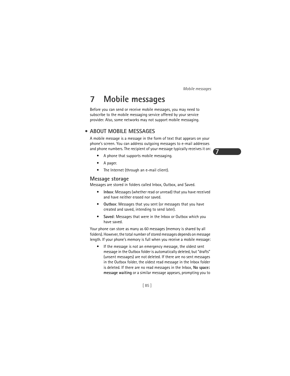 7mobile messages | Nokia 3285 User Manual | Page 93 / 141