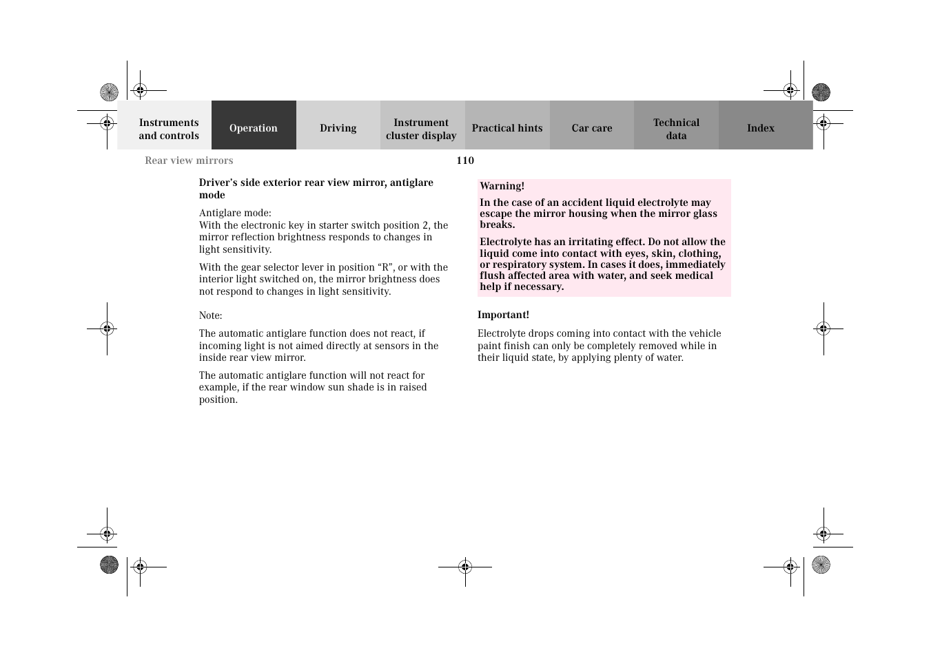 Mercedes-Benz 2002 CL 600 User Manual | Page 113 / 430